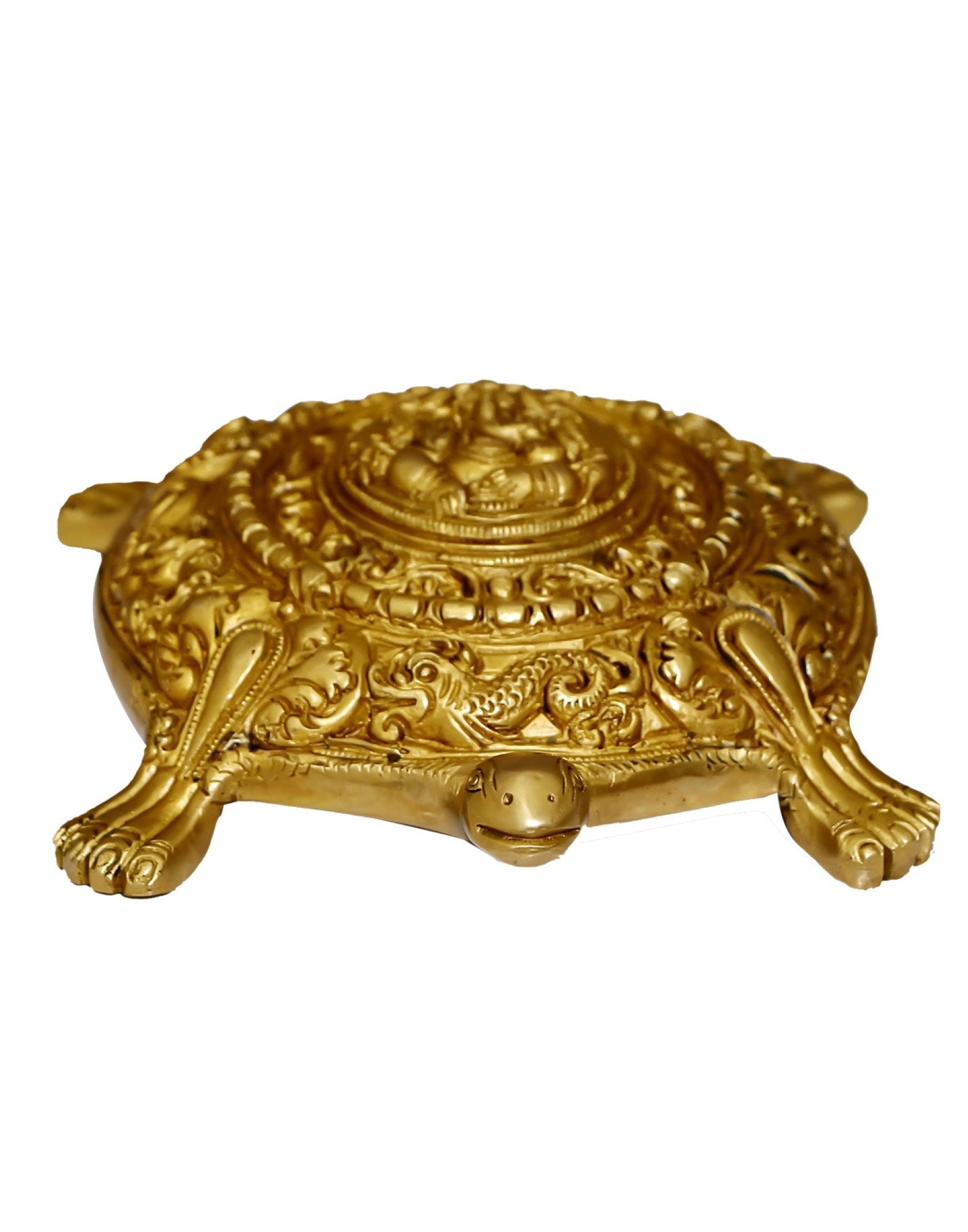 Crafthut Brass Statue Of Turtle Ganesh Yantra Feng Shui/Vaastu For Home & Office, Handcrafted With Antique Look Product Dimensio
