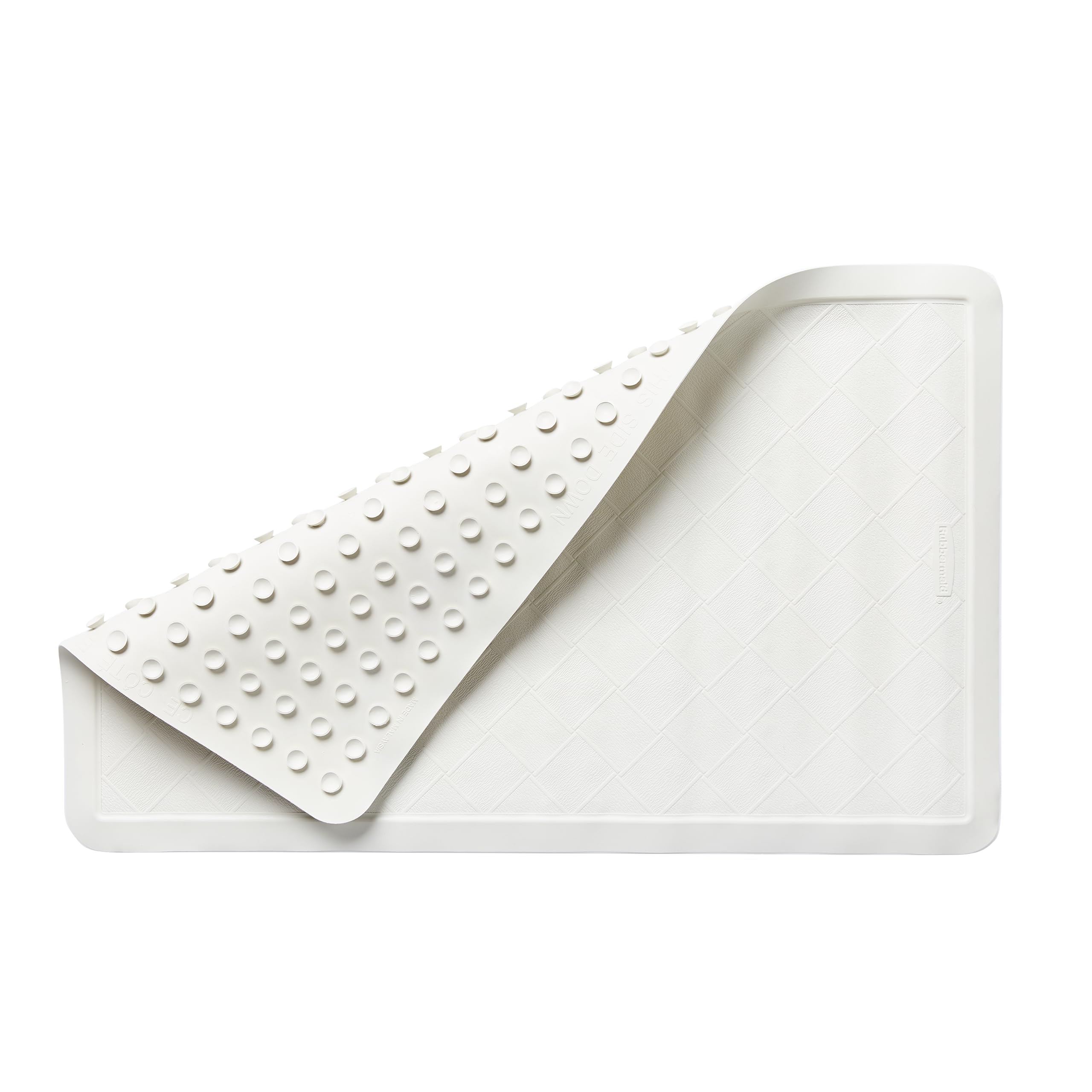 Rubbermaid Commercial Products Safti-Grip Bath Mat, Medium, White, Suction-Backed, Latex-Free, Non-Slip For Commercial/Residenti