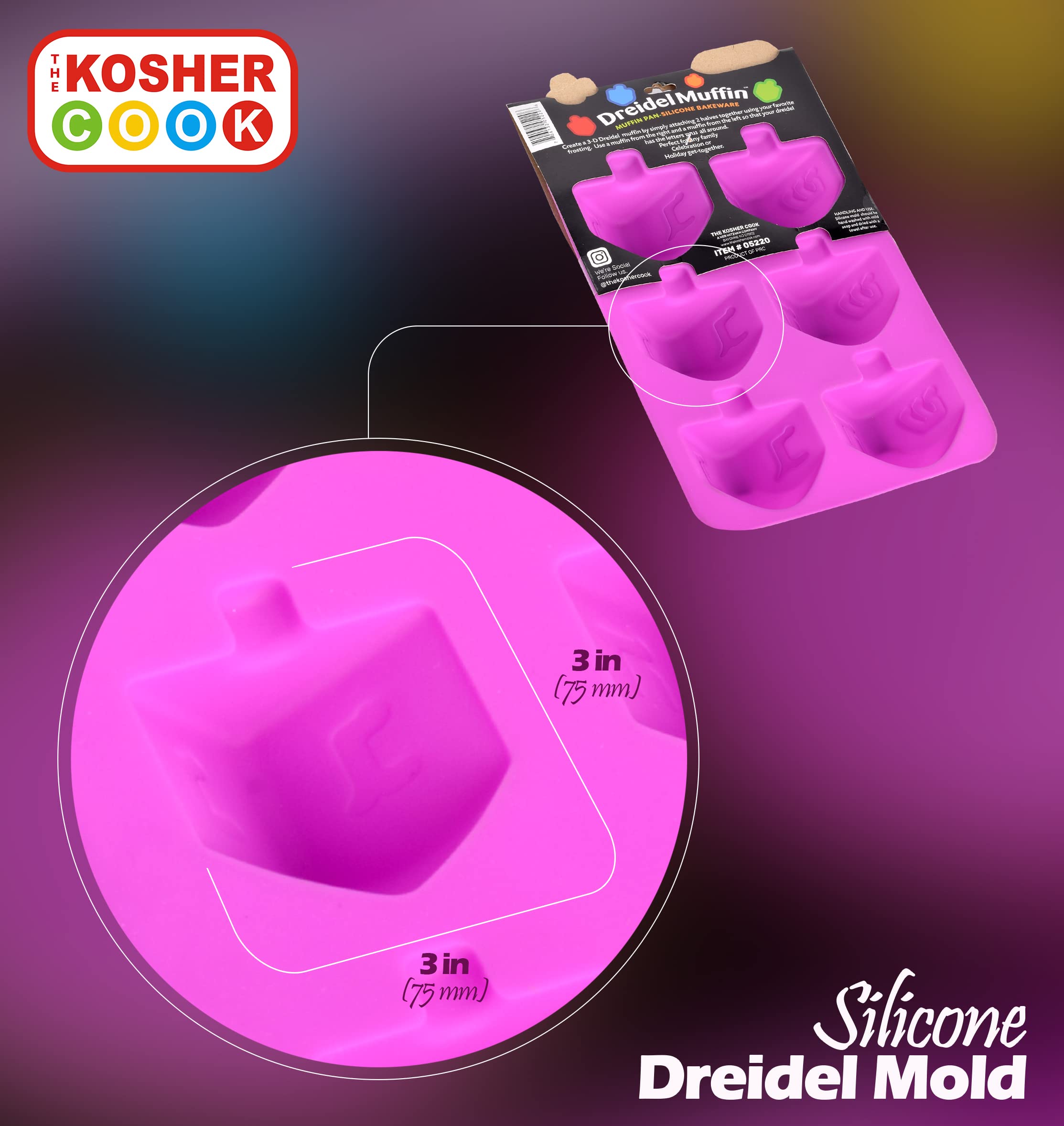 Dreidel Shaped Silicone Molds for Baking  Freezing  Candy  Ice Cubes  Chocolate and More - Oven and Freezer Safe - Small Silicone Molds for Chanukah - Silicone Bakeware by The Kosher Cook