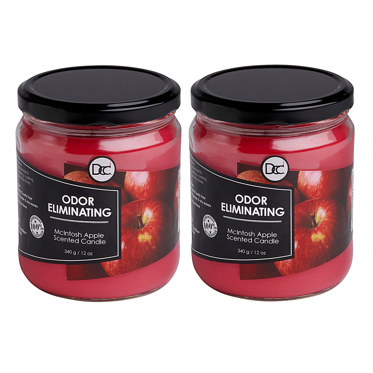 McIntosh Apple 2 Pack Odor Eliminating Highly Fragranced Candle - Eliminates 95% of Pet, Smoke, Food, and Other Smells Quickly -