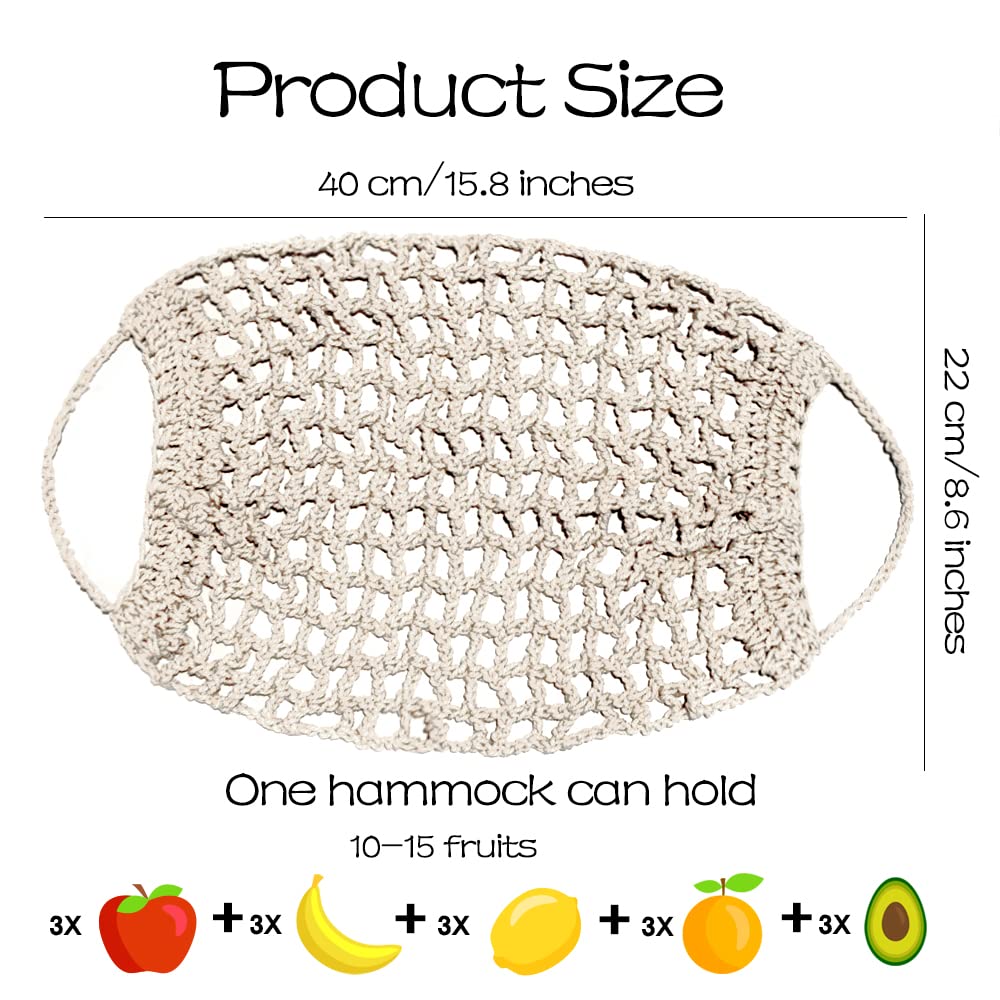 Fruit Hammock For Kitchen Under Cabinet Fruit Basket Hanging Handwoven Cotton Macrame Basket Boho Decor Storage Save Counter Spa