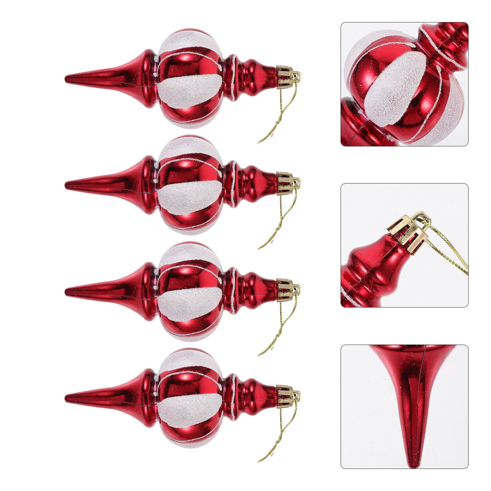 Alipis 4Pcs Shatterproof Finial Ornament Plastic Ball Drop Tree Pendant Hanging Decoration Holiday Trees Wreaths Garland Decor R