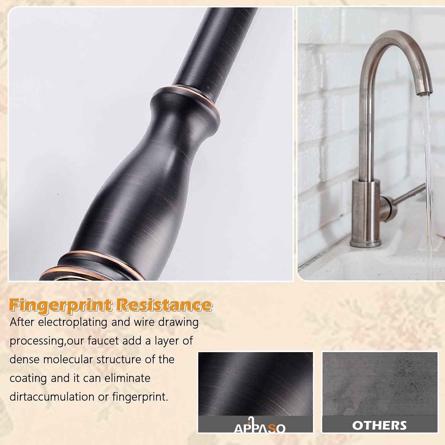 Appaso 3 Hole Pull Down Kitchen Faucet With Sprayer Oil Rubbed Bronze, 3 Pieces Pull Out Kitchen Sink Faucet With Side Single Ha