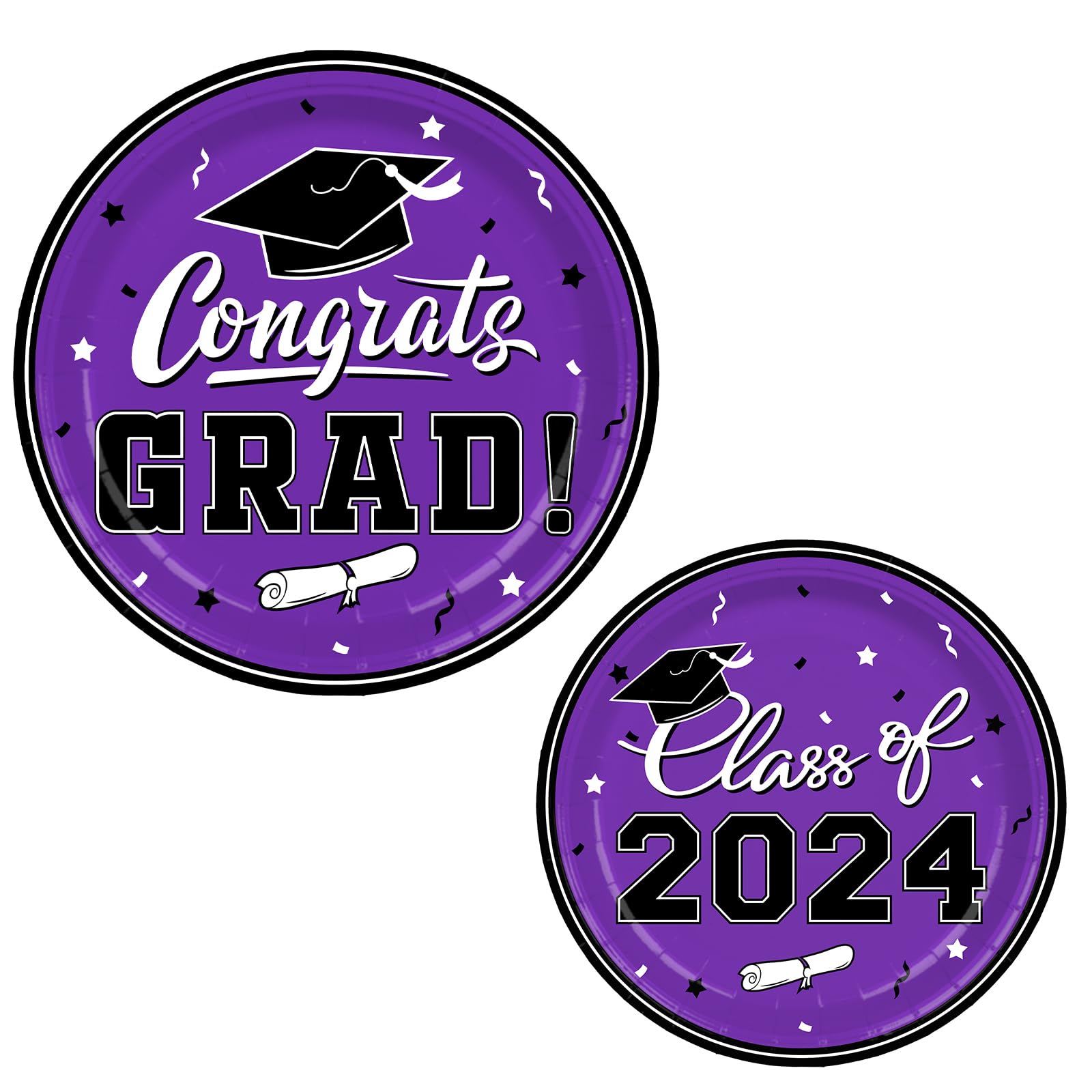 Graduation Party Supplies Gatherfun 2024 Graduation Party Dinnerware Set Purple Disposable Paper Plates Napkins Cups Tablecloth