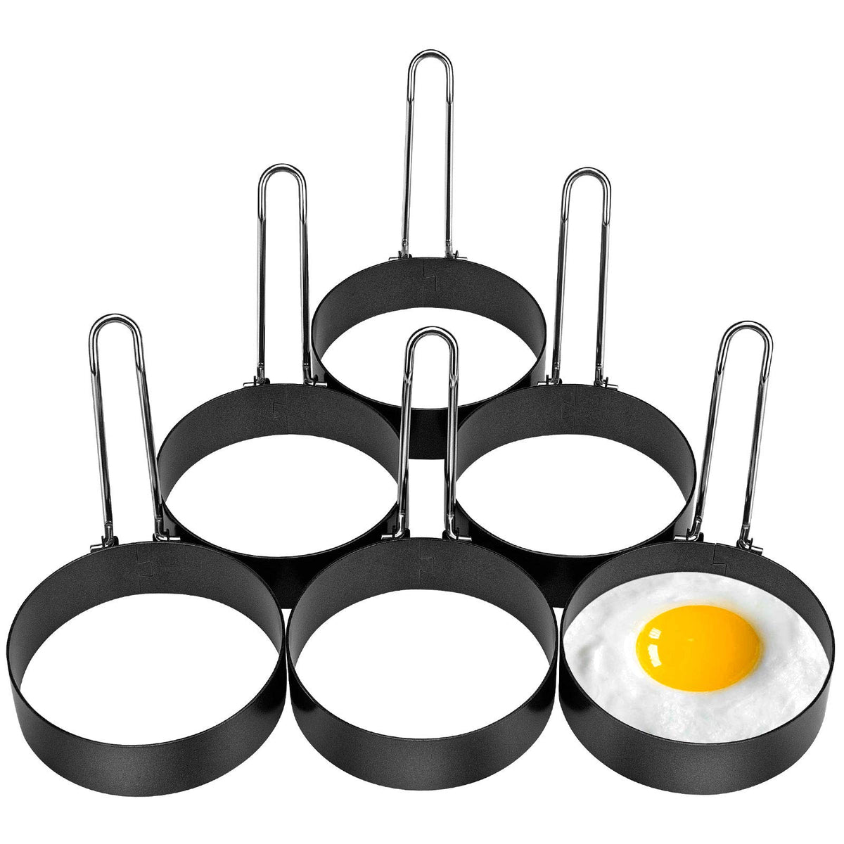 Cookware Alignment Ring 6 Pack Egg Ring, Stainless Steel Round Egg Cooking Rings Non-Stick Fry ...