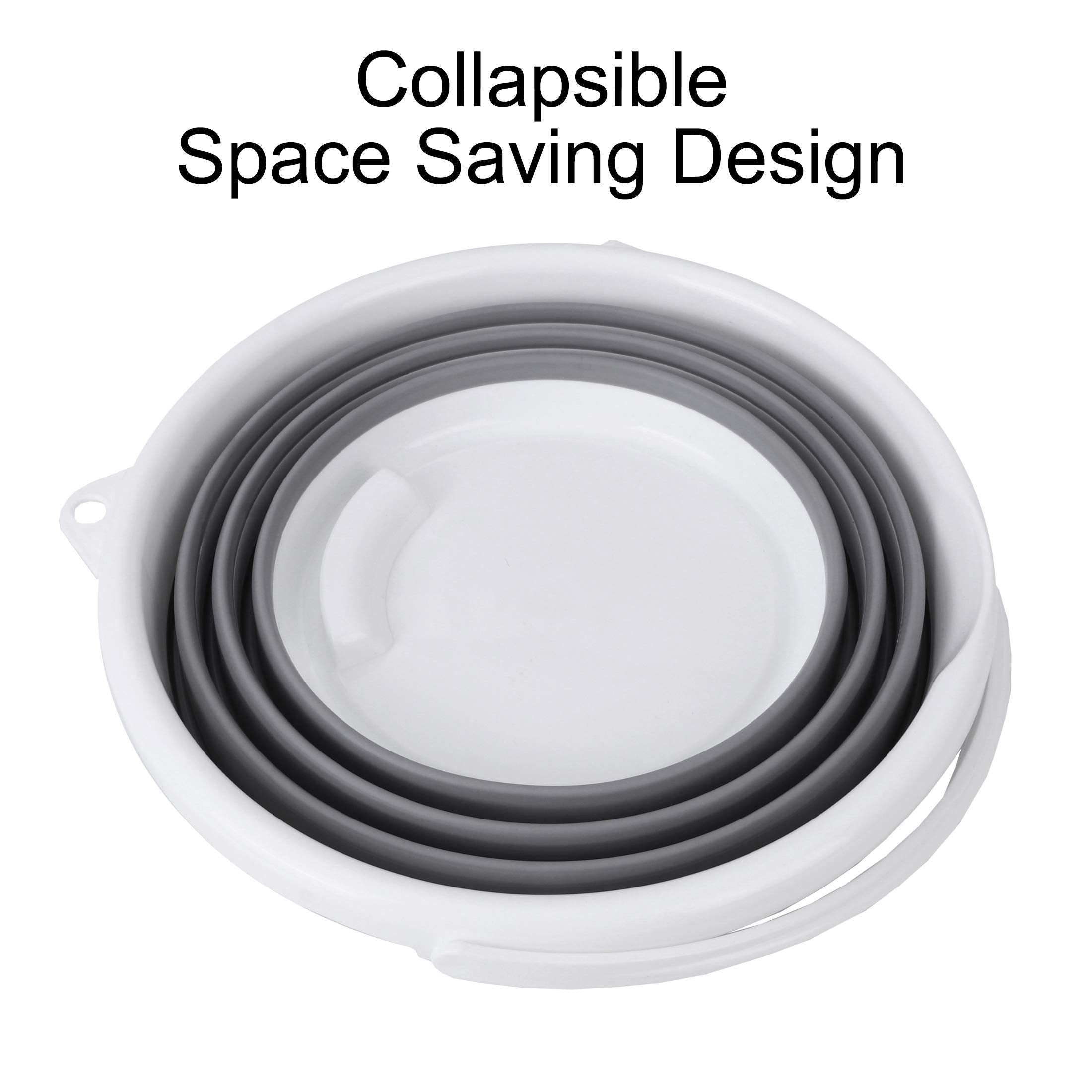 Eurow Indoor and Outdoor Collapsible Bucket with Handle  10 Liters  2.6 Gallons  Gray and White