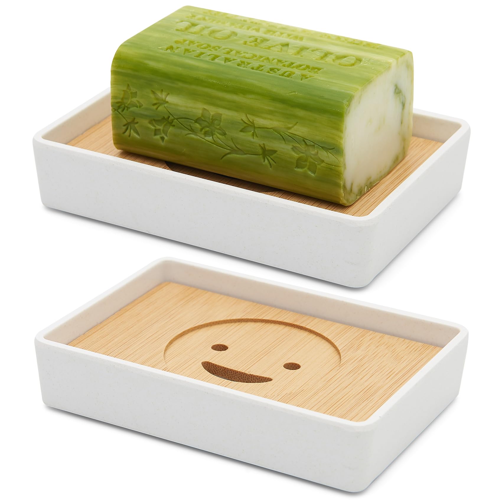 Bamboo Soap Dishes For Shower Wooden Soap Bar Holder For Bathroom Soap Tray Easy To Clean, Durable And With Non-Slip Pads(Single