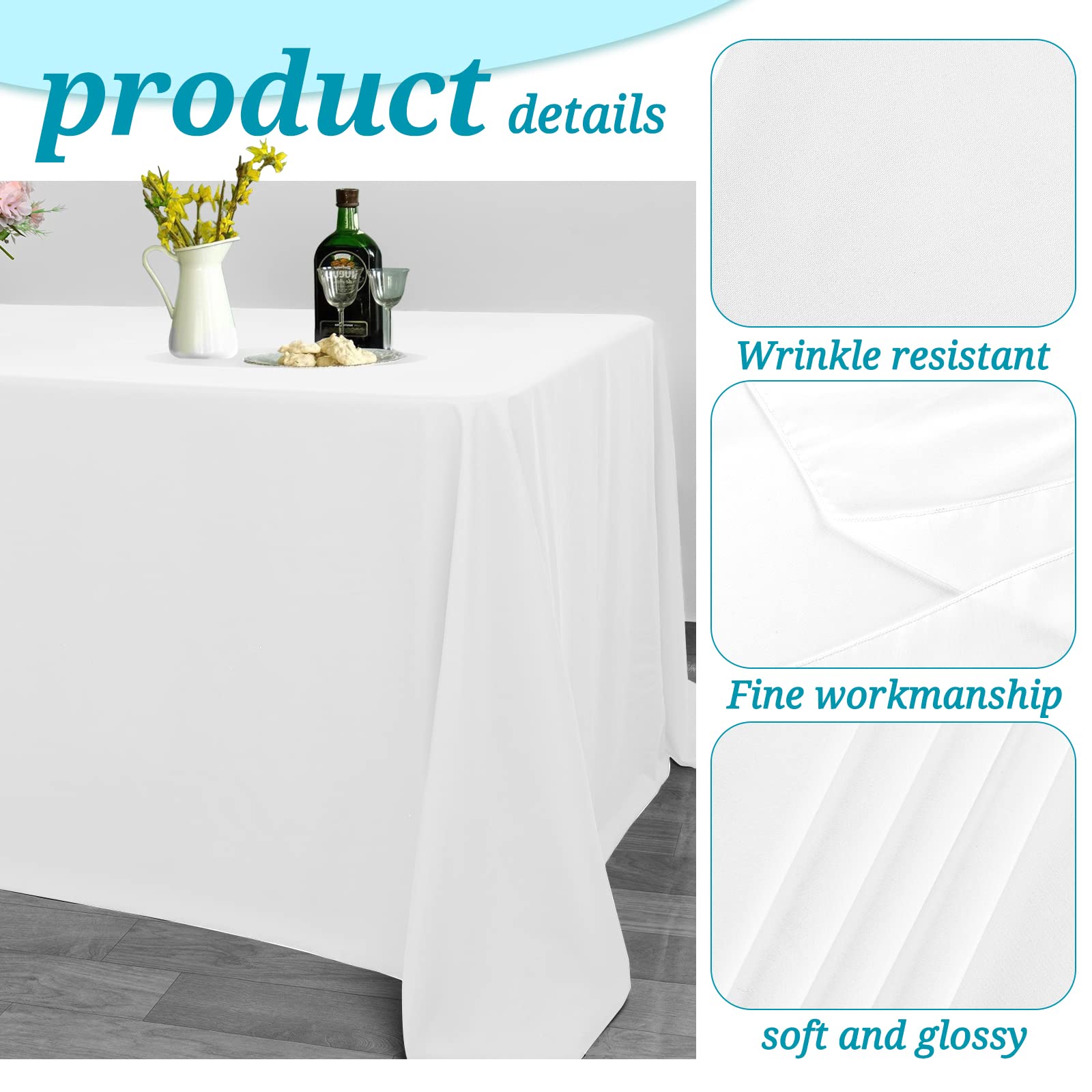 6 Pack Tablecloth 90 X 132 Inch Polyester Table Cloth For 6 Foot Rectangle Tables,Stain And Wrinkle Resistant Washable Fabric Ta