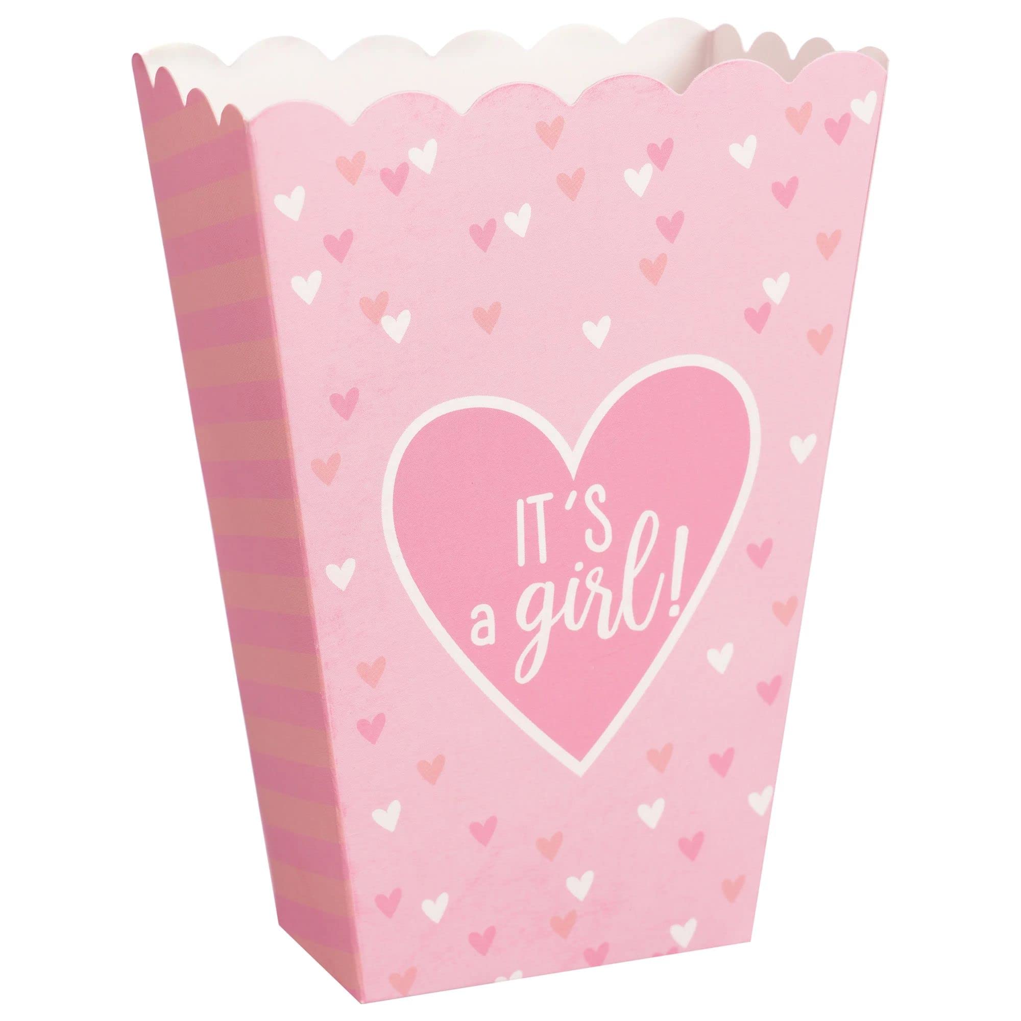 Amscan Baby Shower Popcorn Boxes 5 1/4'' X 3 3/4'' X 1 1/2'', 20 Ct, Pink