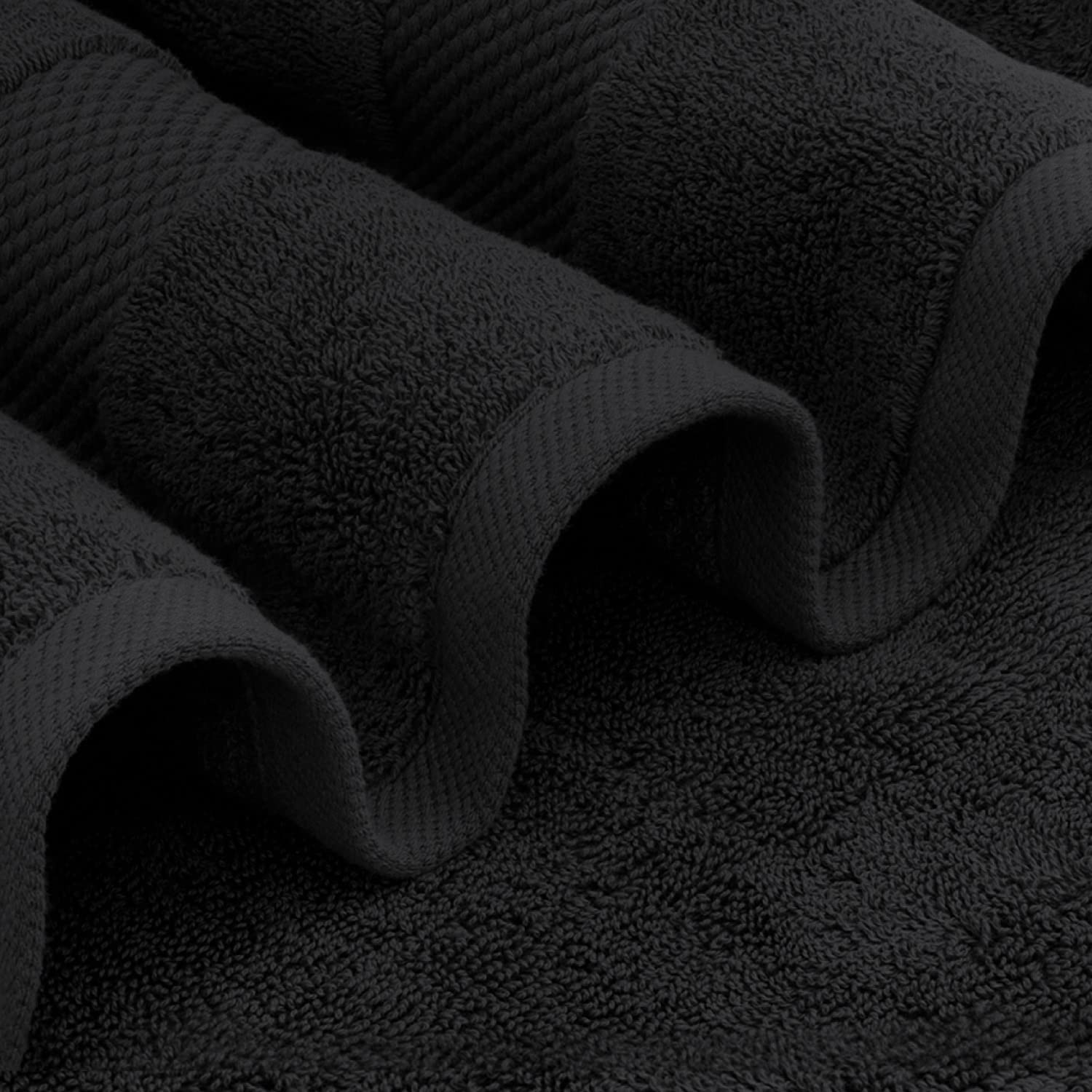 White Classic Luxury Black Bath Towel Set - Combed Cotton Hotel Quality Absorbent 8 Piece Towels | 2 Bath Towels | 2 Hand Towels | 4 Washcloths [Worth $72.95] 8 Pack | Black