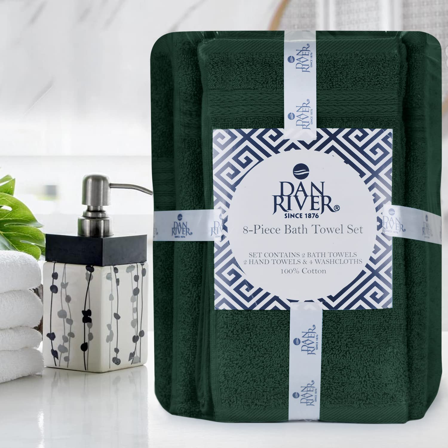 Dan River 100% Luxurious Cotton Bath Towels Set - Premium Quality Pack Of 8 - Ultimate Comfort And Absorbency For Bathroom, Luxu