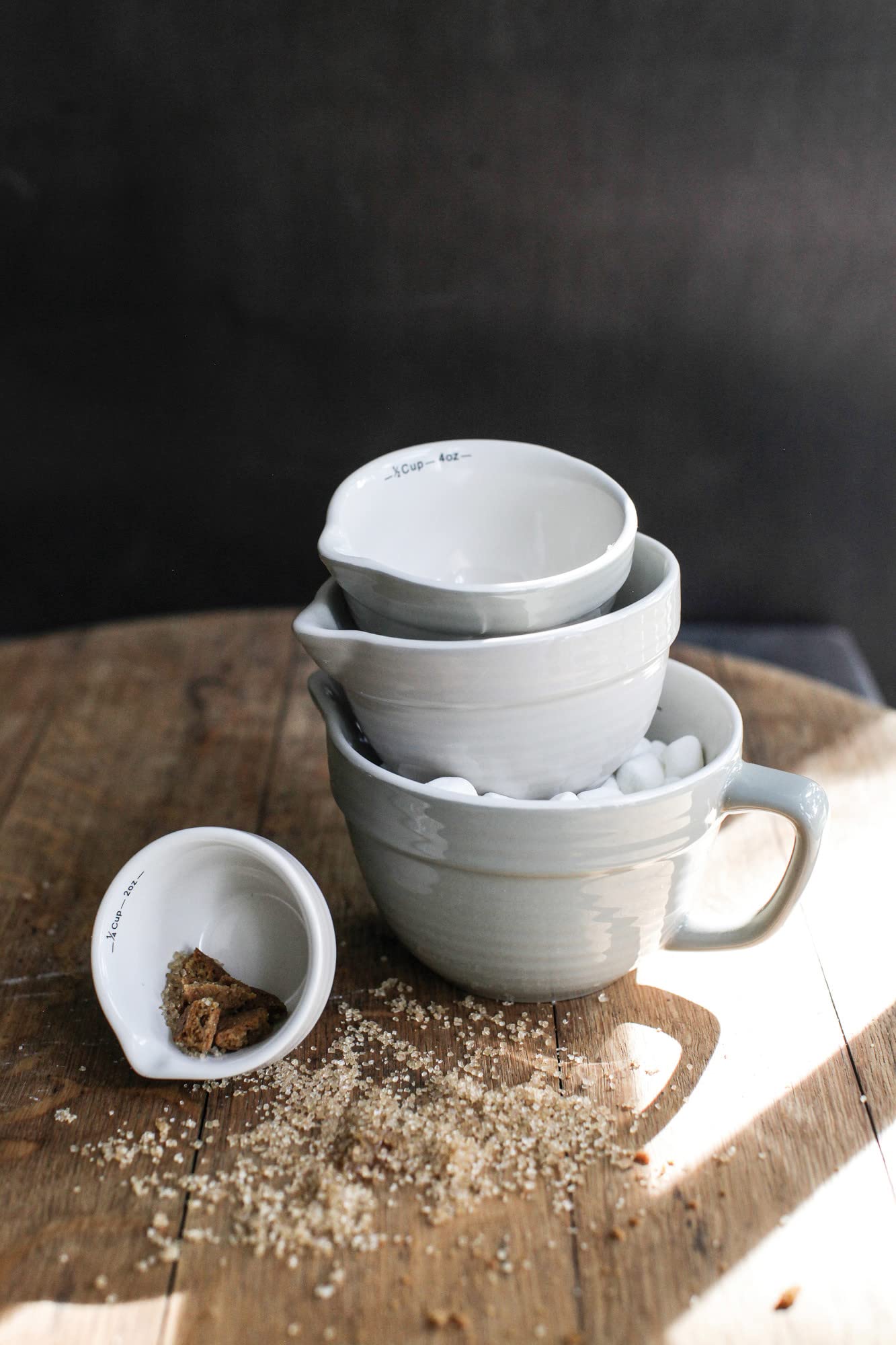 Creative Co-Op Batter Bowl Shaped Measuring Cups In Greys (Set Of 4 Sizes)