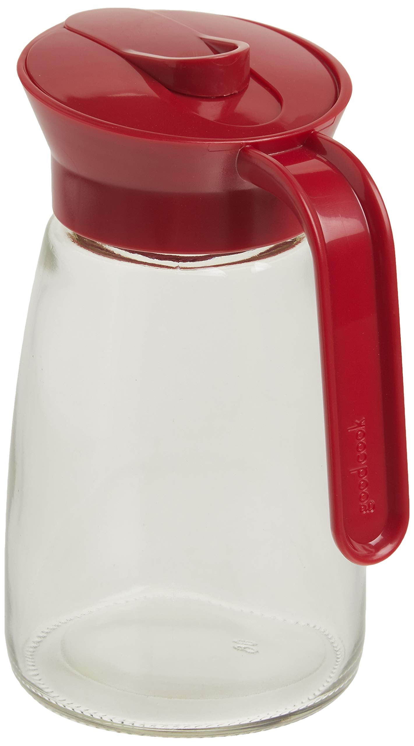 Goodcook 12 Oz. Glass Syrup Dispenser With Lid, Clear/Red