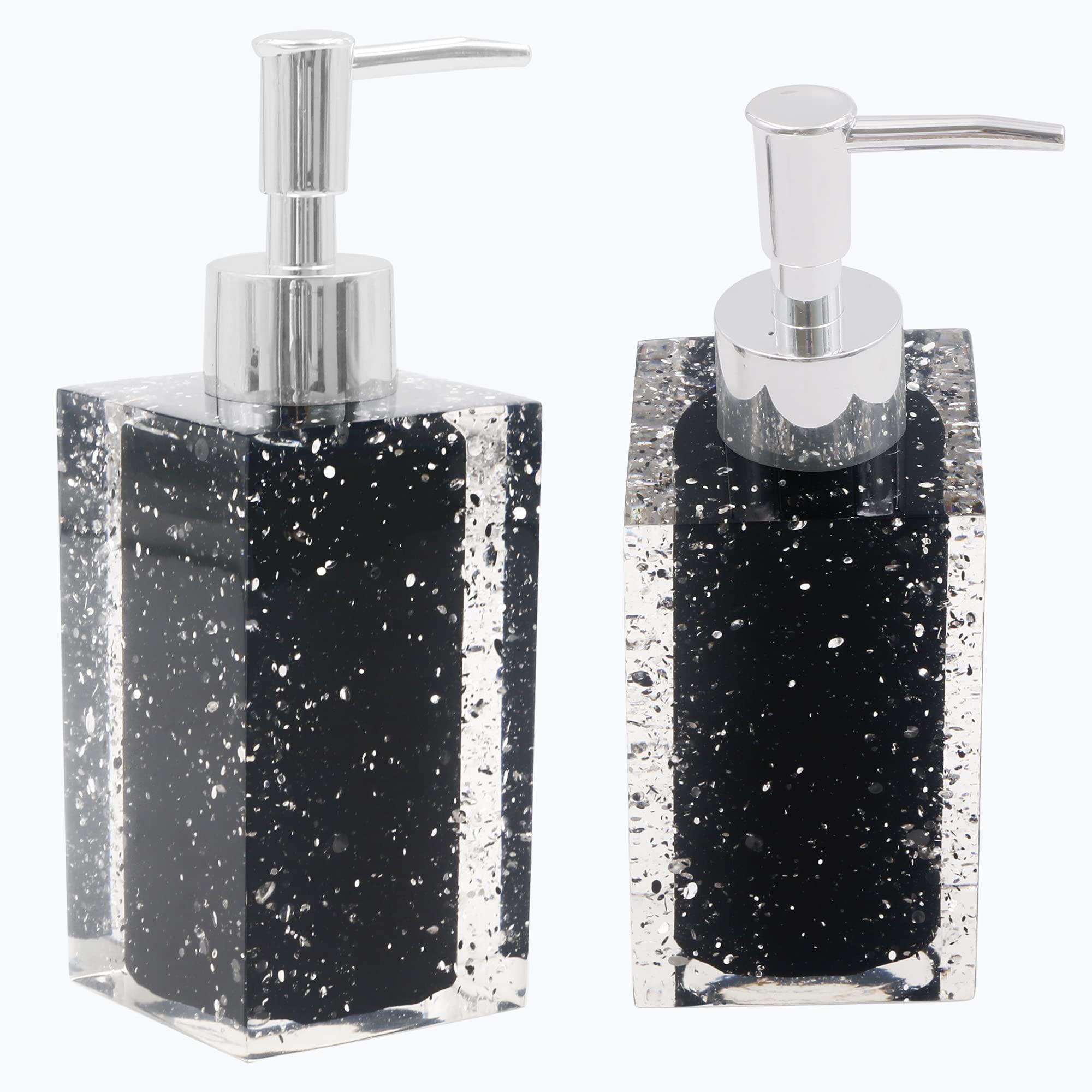 Resin Soap Dish, Soap Dispenser, Toothbrush Holder & Tumbler Bathroom Accessory 5 Piece Set (Black)