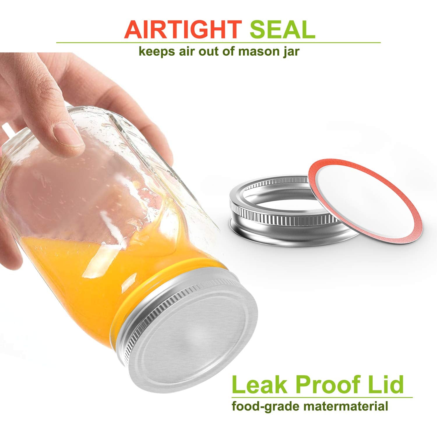 24-Count Canning Lids And Rings For Ball, Regular Mouth Kerr Jars - Split-Type With Leak Proof & Airtight Seal Features, Metal M