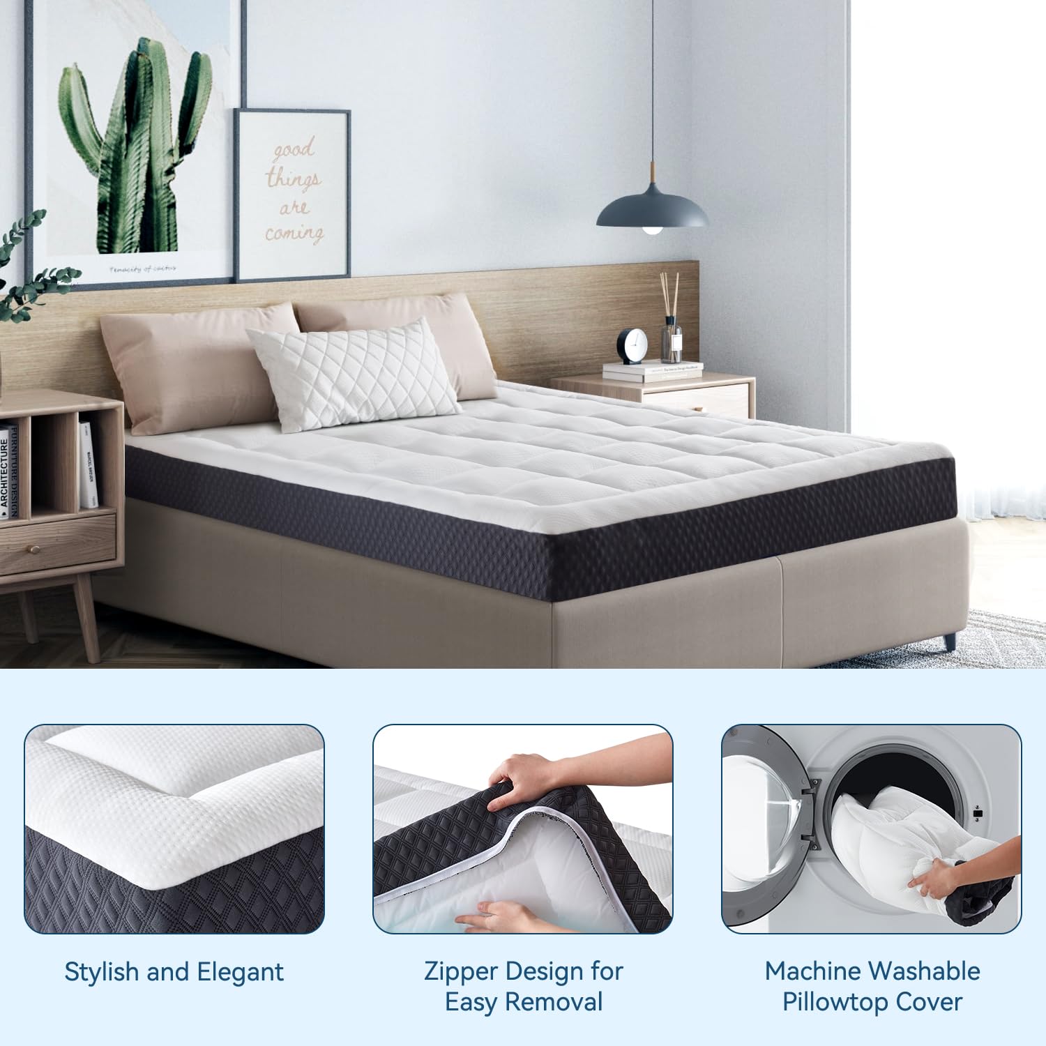 Onenice 6 Inch Full Size Mattress In A Box, Cooling Gel Memory Foam Plus Pillowtop Mattress, Ergonomically Designed, Certipur-Us