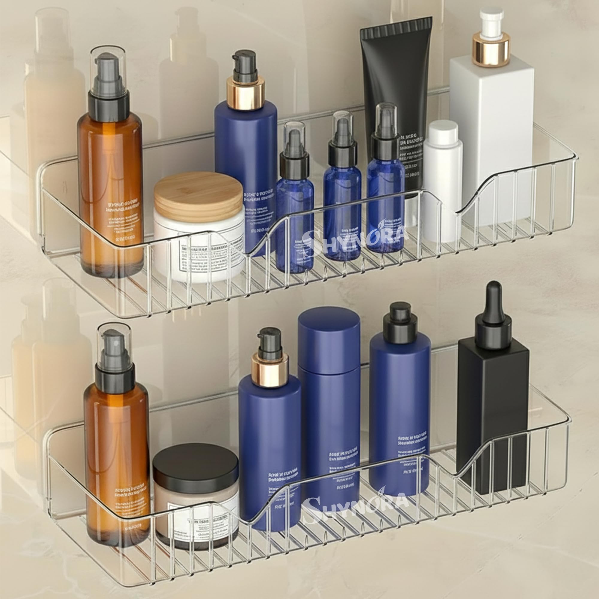 Shynora Self Adhesive Bathroom/Kitchen Storage Organiser Shelf Without Drill WallMounted Shelves Rack | Multipurpose Bathroom A