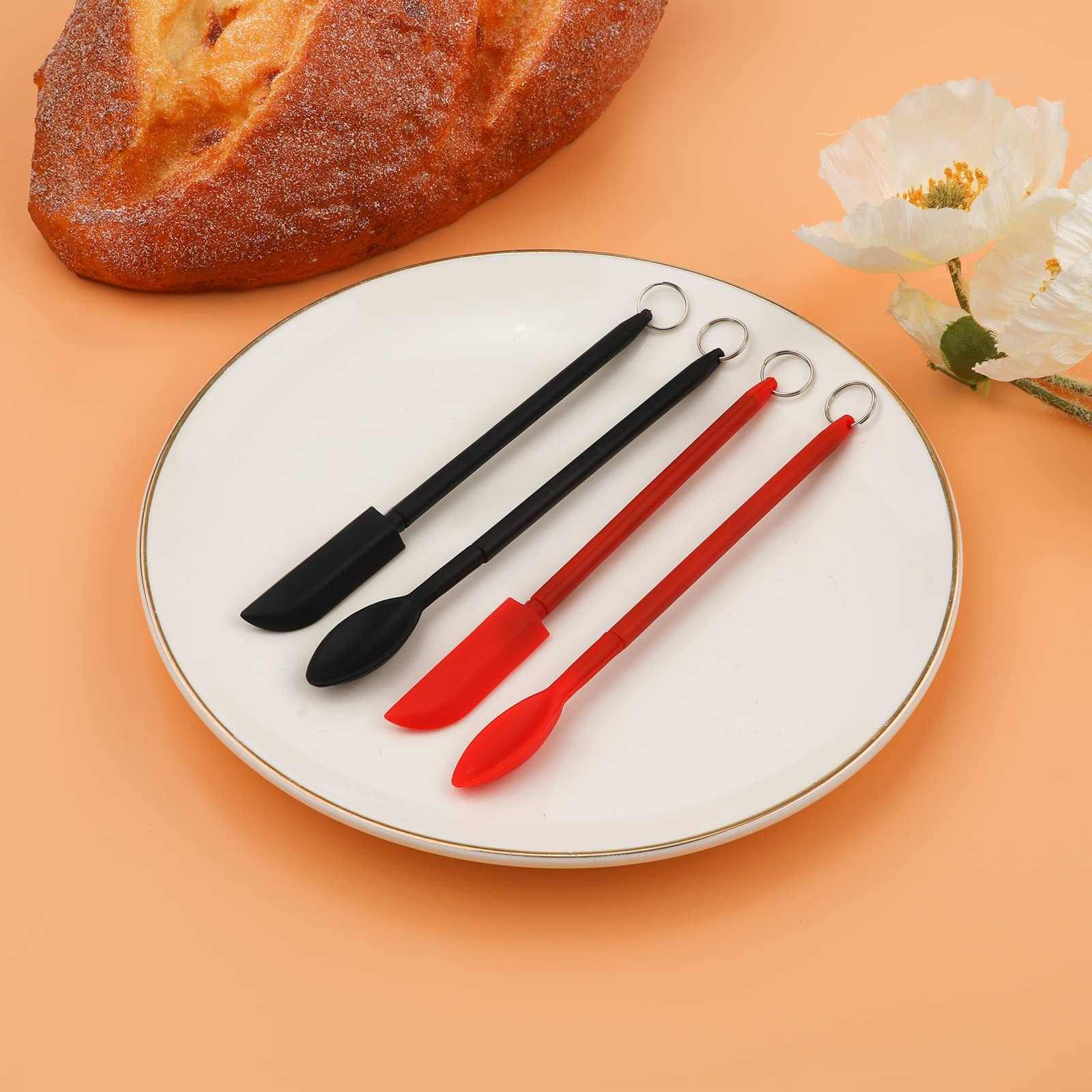 Savita Spatula And Spoon Sets Silicone, 2Pcs Telescopic Spatula 2Pcs Scooping Spoon Silicone Spatula Sets With Hanging Buckle Te