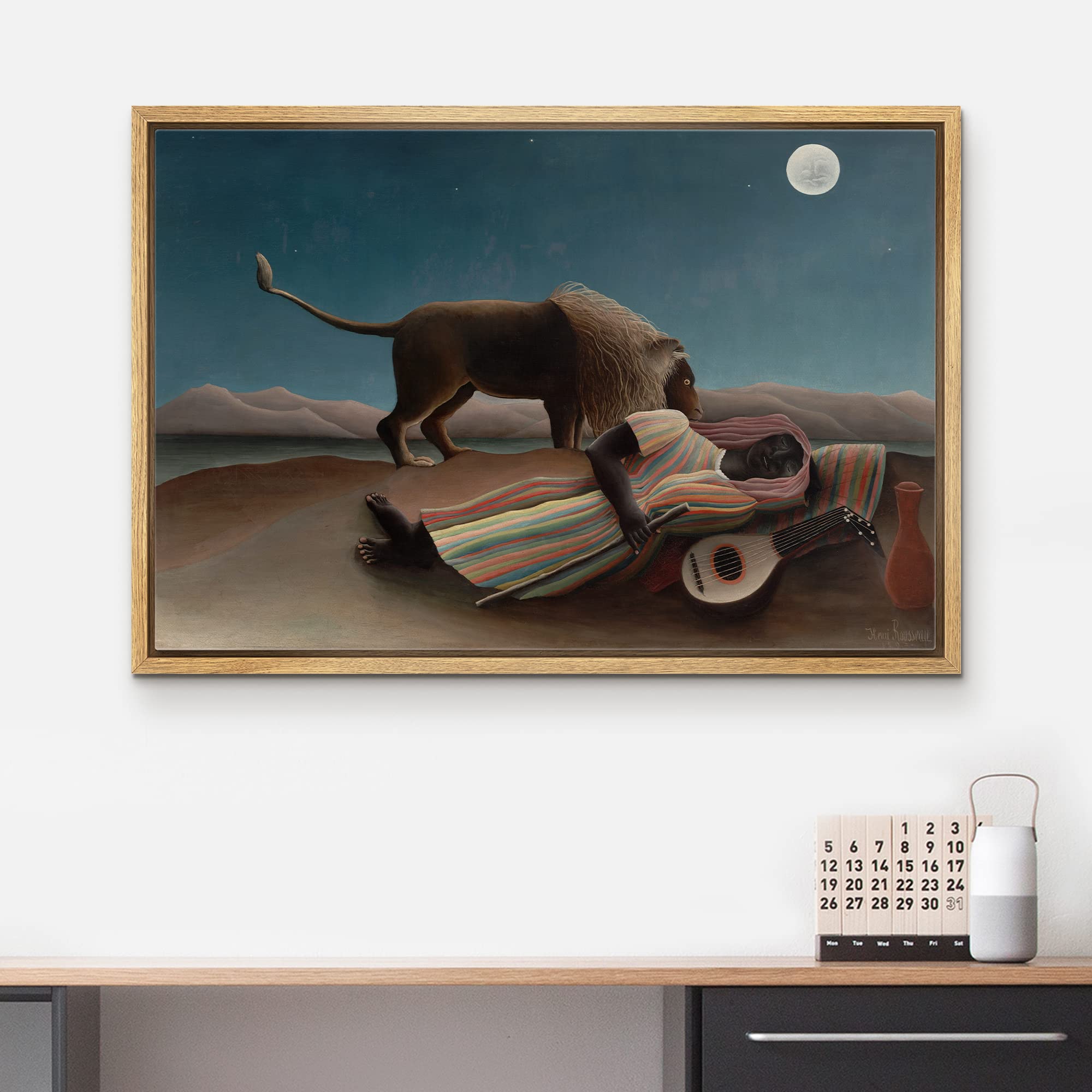 Wall26 The Sleeping Gypsy By Henri Rousseau Giclee Framed Canvas Prints Wrapped Gallery Wall Art | Stretched And Framed Ready To