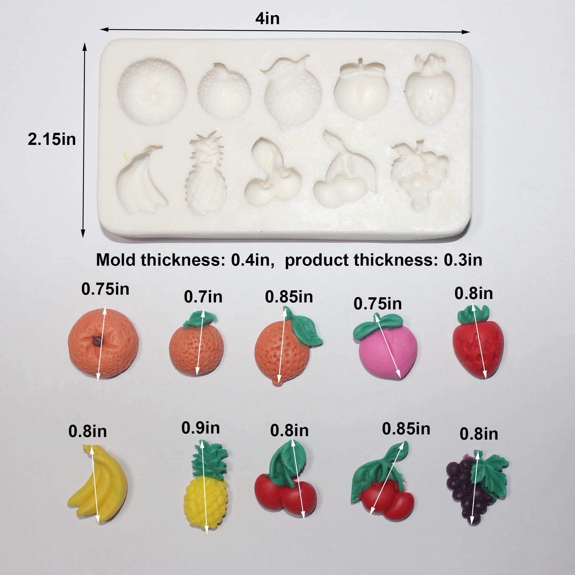 Lvdge Lovely Small Items Silicone Fondant Molds Set For Cake Topper, Gumpaste, Candy & Chocolate, Polymer Clay And More (Vegetab
