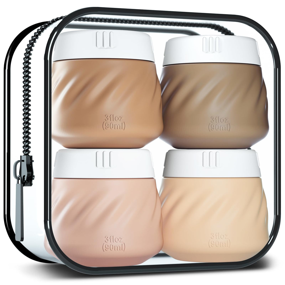 Gemice Travel Containers For Toiletries, Tsa Approved 3 Oz Leak-Proof Silicone Travel Jars For Cream, Bpa-Free Travel Size Conta