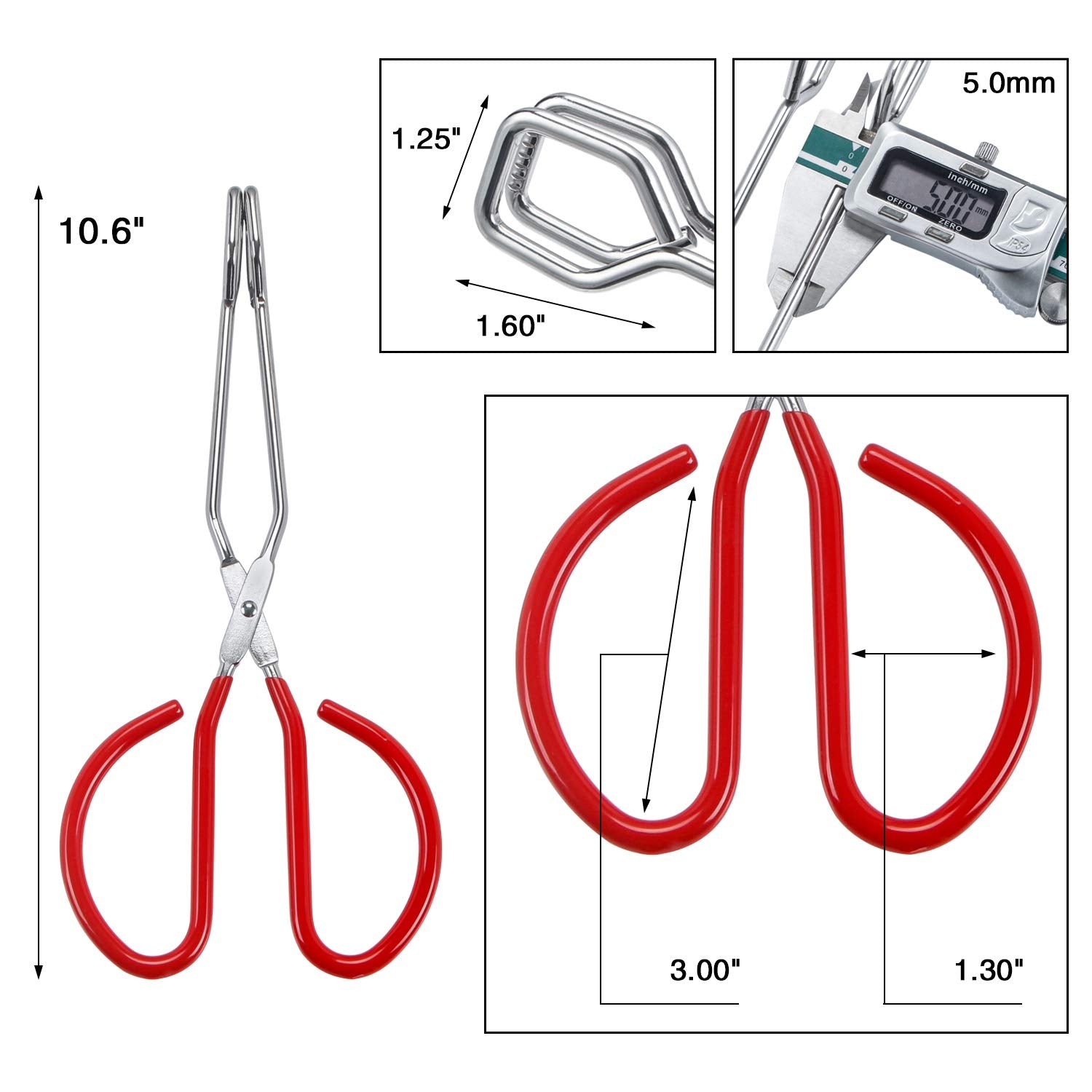 Msy Bigsunny 10 Inch Stainless Steel Scissor Tongs, Heavy Duty Cooking Tongs With Soft Handles, Multi-Function Serving Tongs For