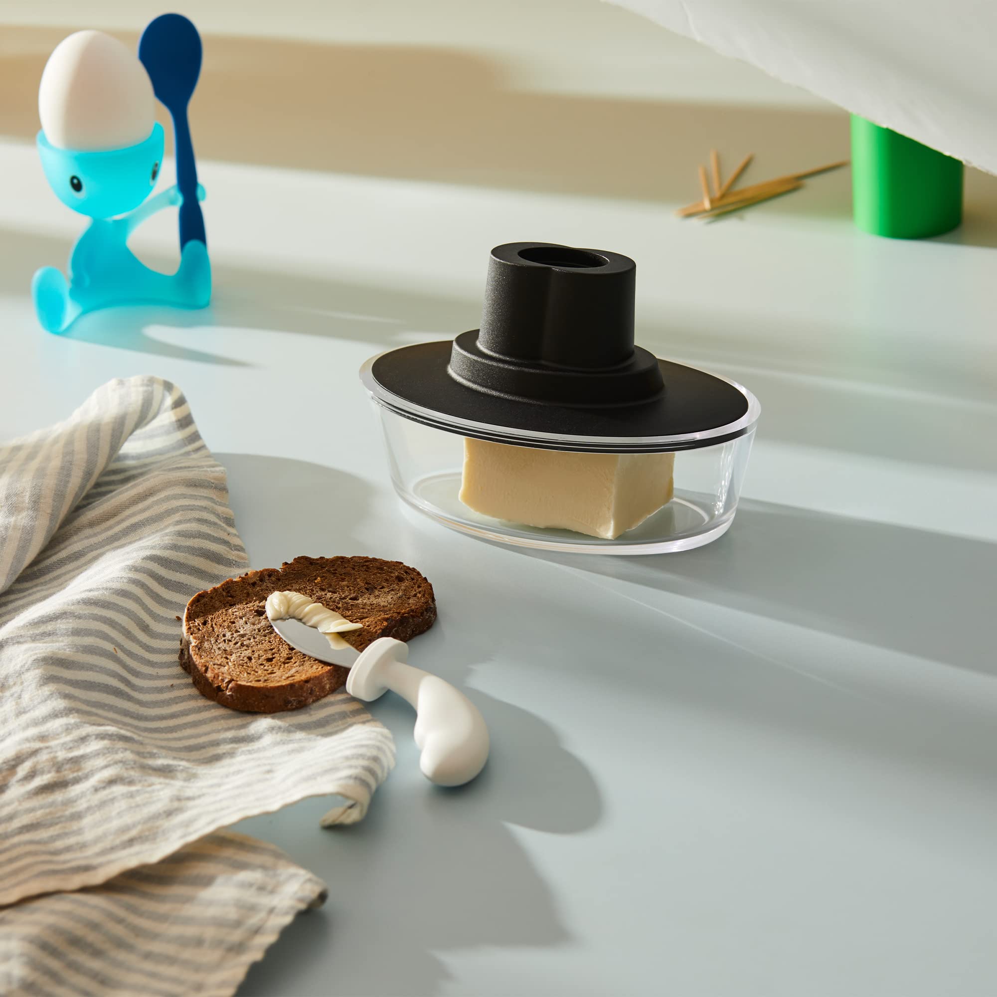 Alessi, B Ship Shape Butter Dish, Black