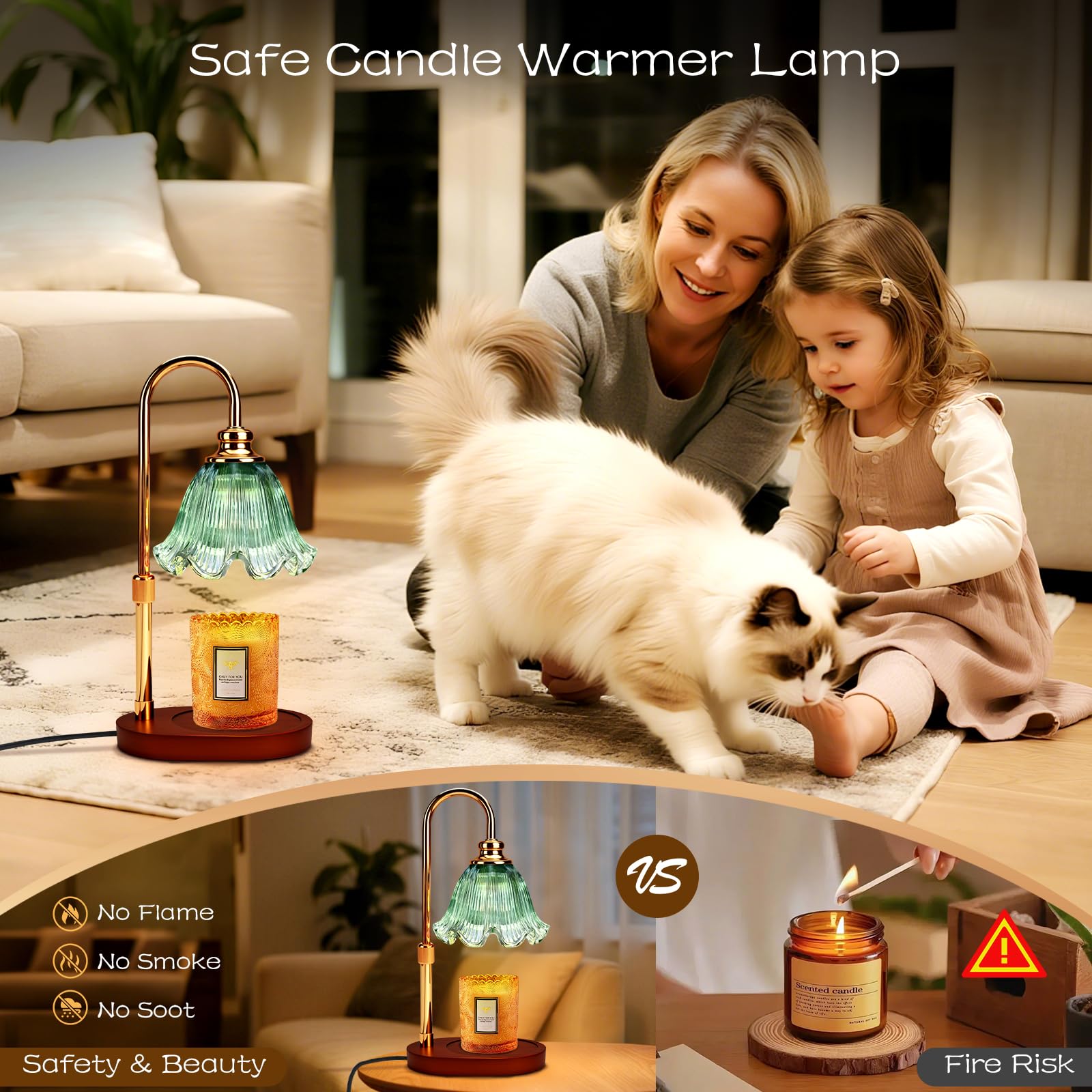 Banbanda Candle Warmer Lamp with Timer Dimmable: Adjustable Height,3 Timing Mode, 4 Level Dimming - Home Bedroom Decor, House Wa