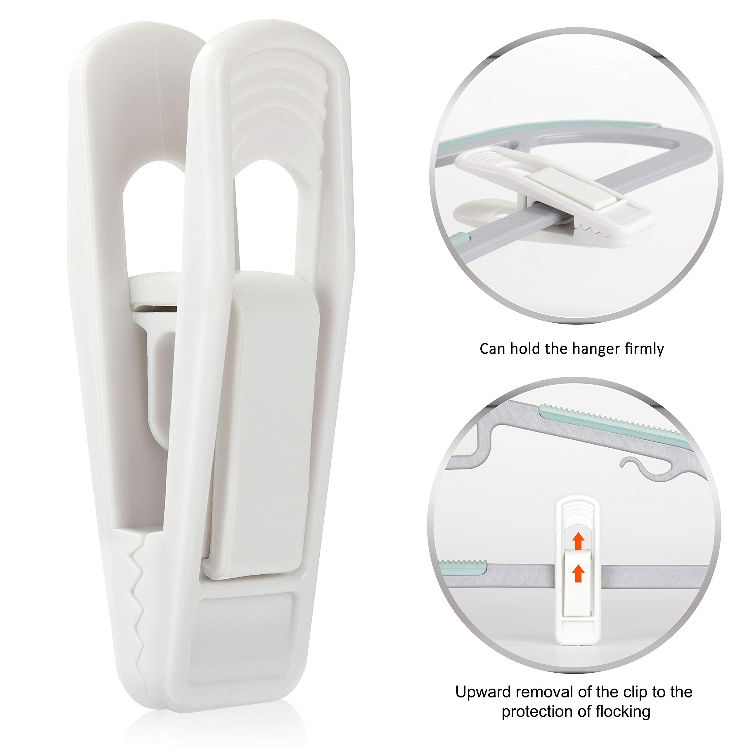 Tinfol 40Pc Hanger Clips - White Strong Pinch Grip Clips For Use With Slim-Line Clothes Velvet Hangers, Multi-Purpose Finger Cli