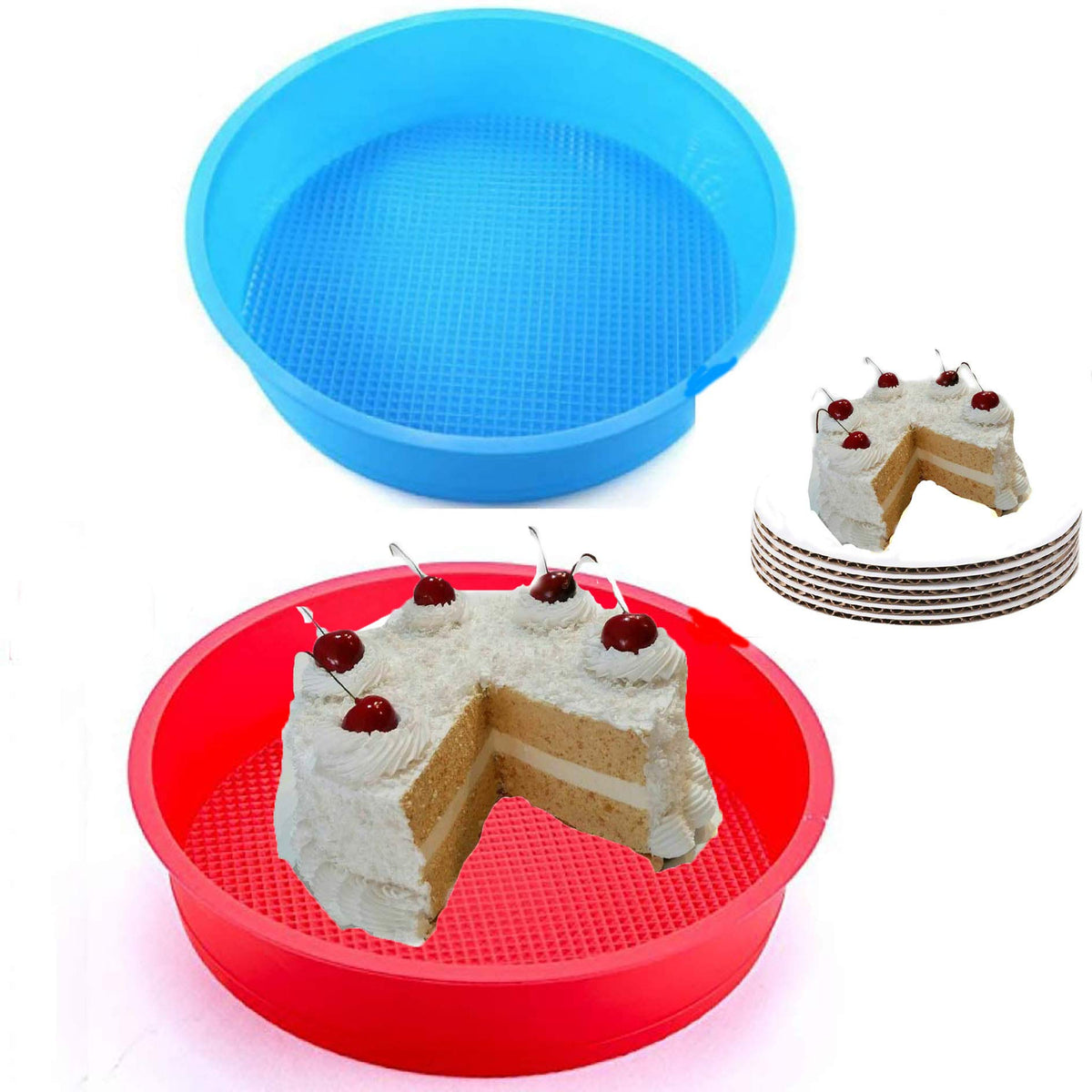 Set Of 2, 9-Inch Round Cake Pan Silicone Cake Molds For Baking Cake Mold Cake Baking Pans Round Bread Pans For Baking 9.5 X 2.25