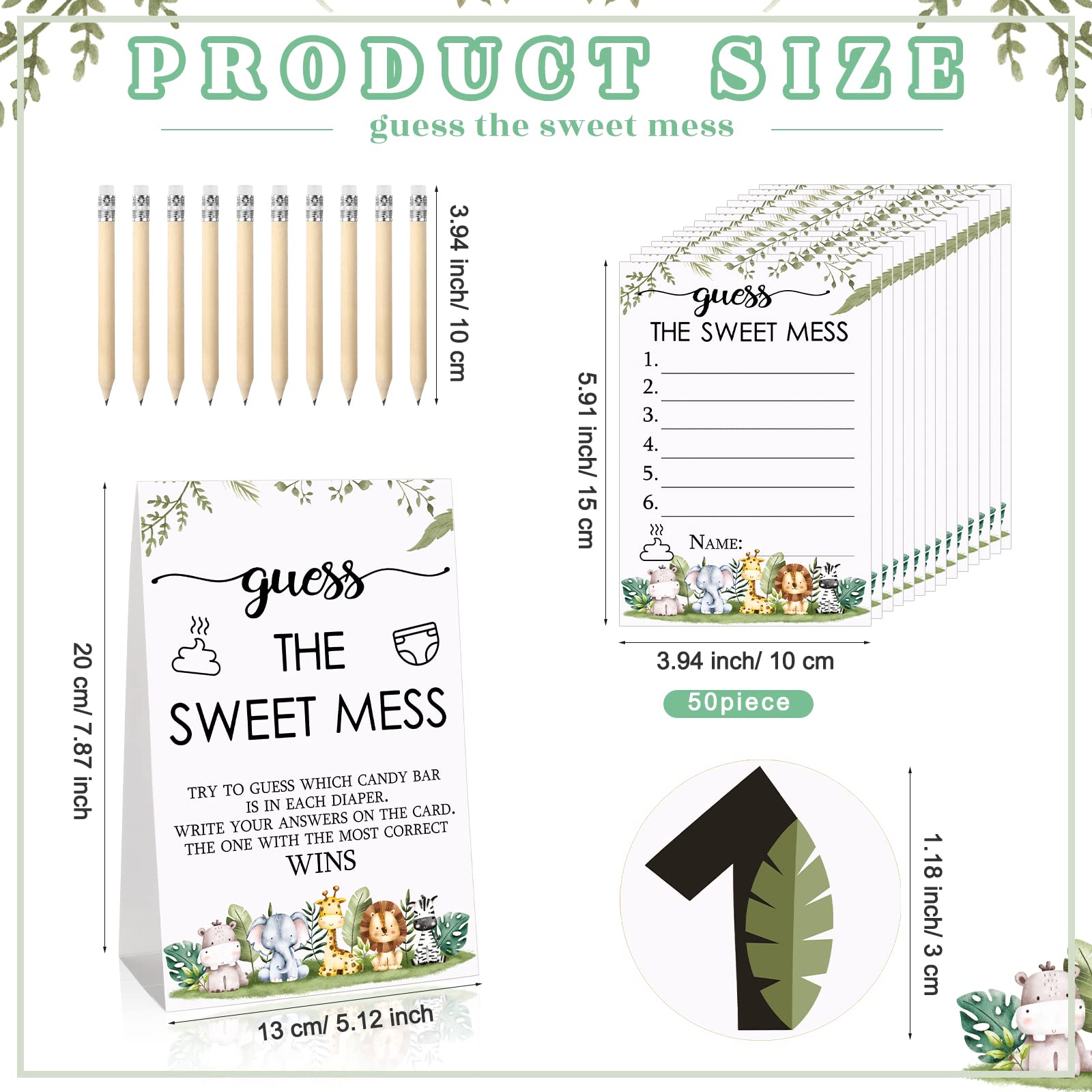 67 Pcs Guess The Sweet Mess Baby Shower Game Dirty Diaper Game Including Guess The Sweet Mess Sign 50 Small Cards 10 Pencils And