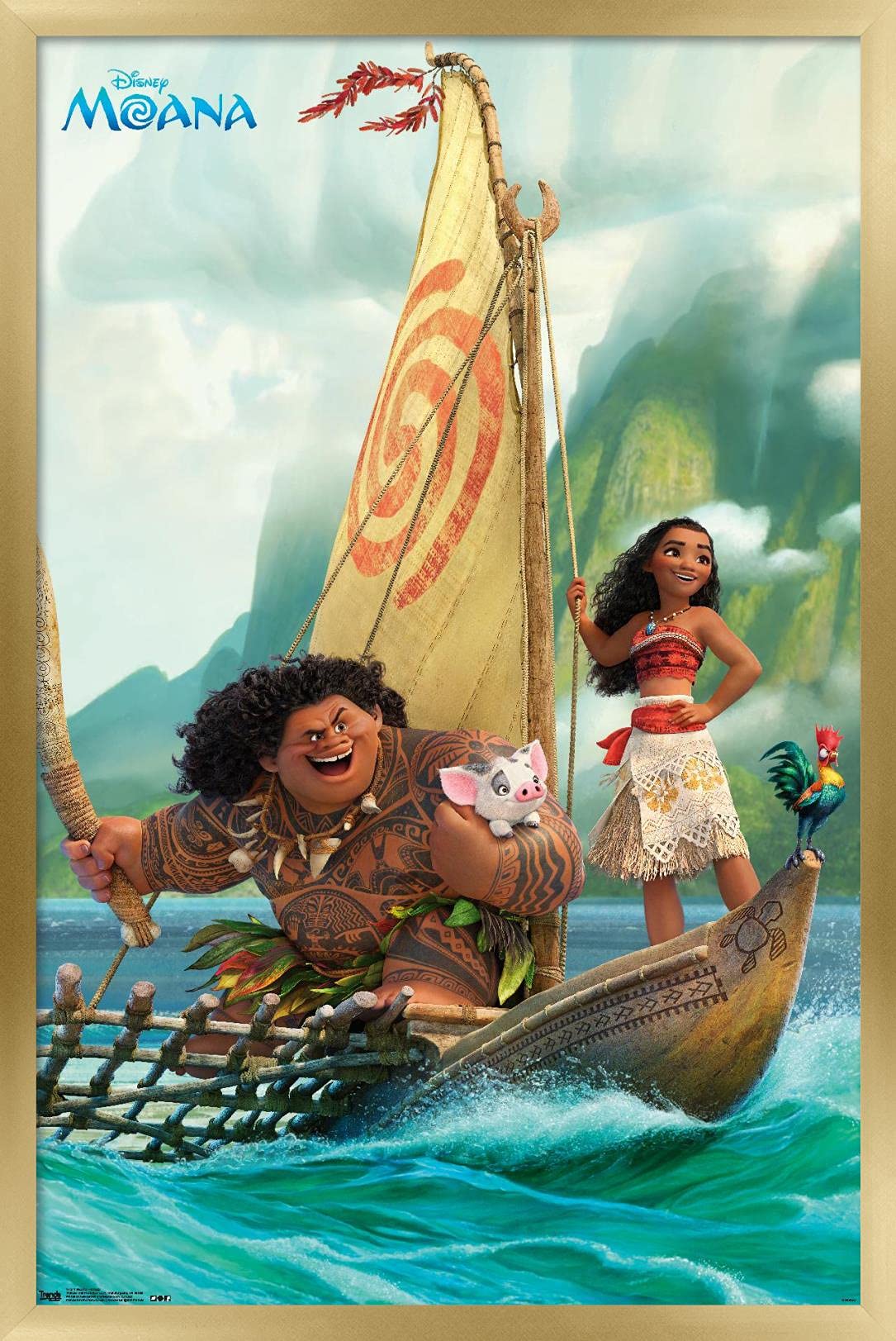 Trends International Disney Moana - Group Wall Poster, 22.37'' X 34.00'', Gold Framed Version