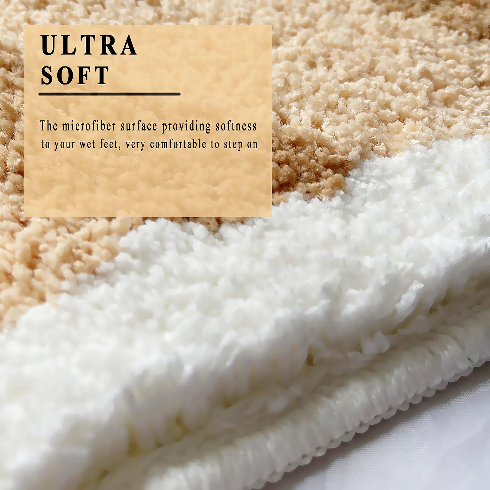 Ukeler Funny Bathroom Rugs Cute Croissant Shape Washable Accent Home Decoration Rugs Non-Slip Fluffy Small Bath Rugs For Sink, B