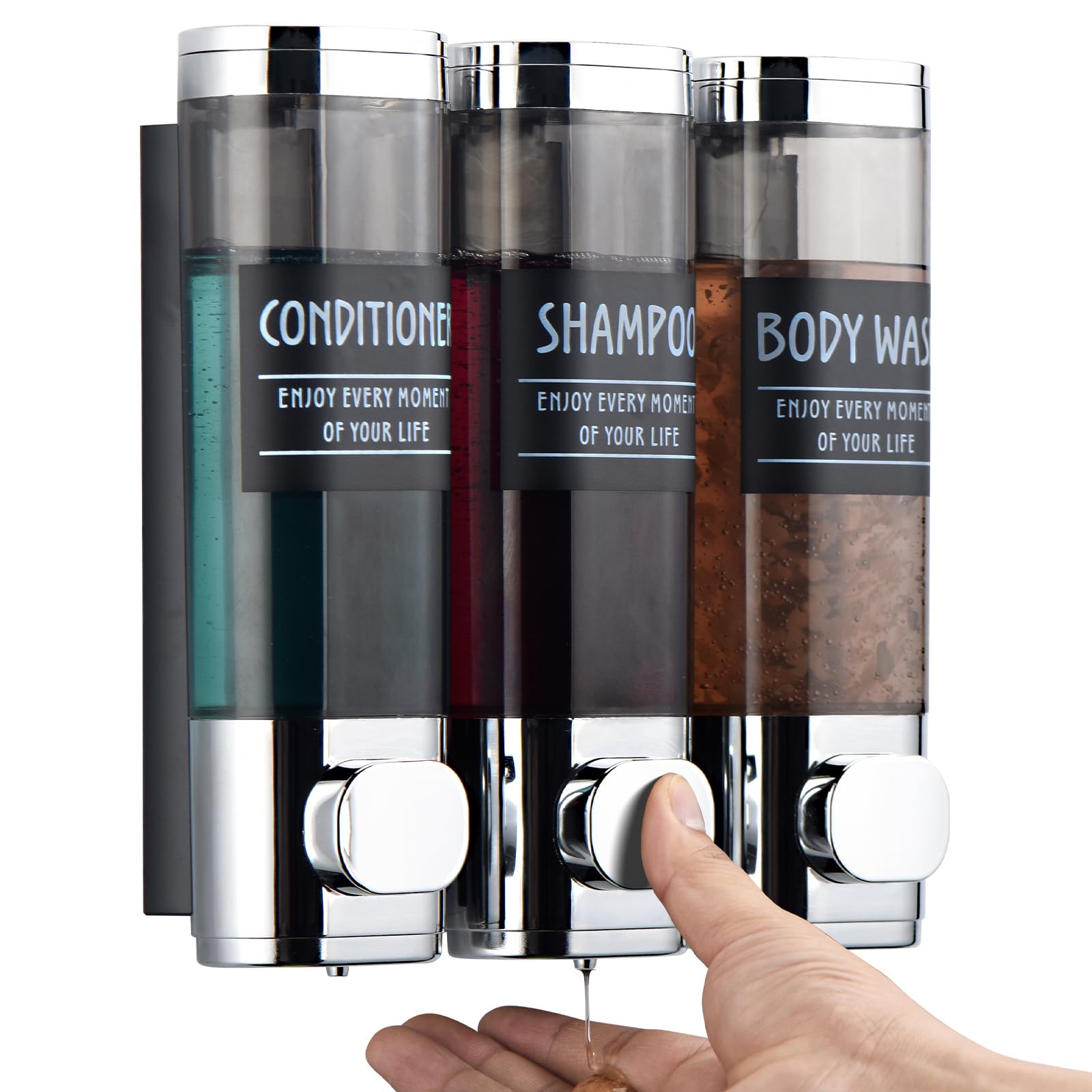 Shampoo And Conditioner Dispenser,Glintgath Shower Dispenser 3 Chamber No Drill Shampoo Dispenser For Shower Wall Mounted Shower