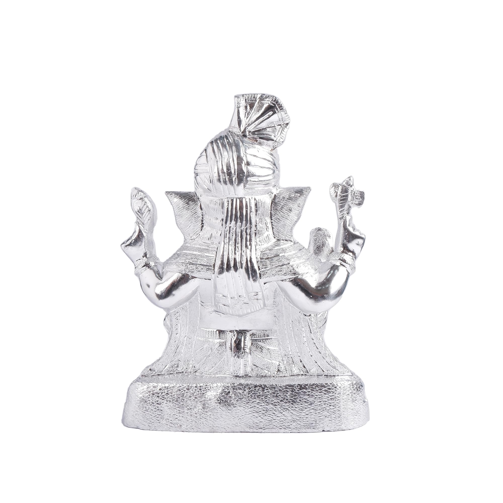 Shoppingrox Pagdi Ganesh God Idol | White Metal | Silver Colour - 29Cm