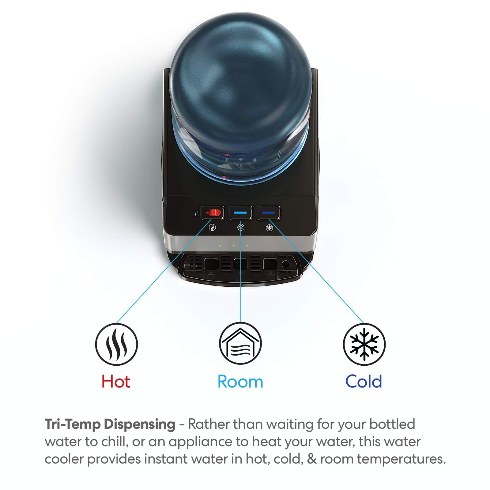 Brio Limited Edition Top Loading Countertop Water Cooler Dispenser With Hot Cold And Room Temperature Water. Ul/Energy Star Appr