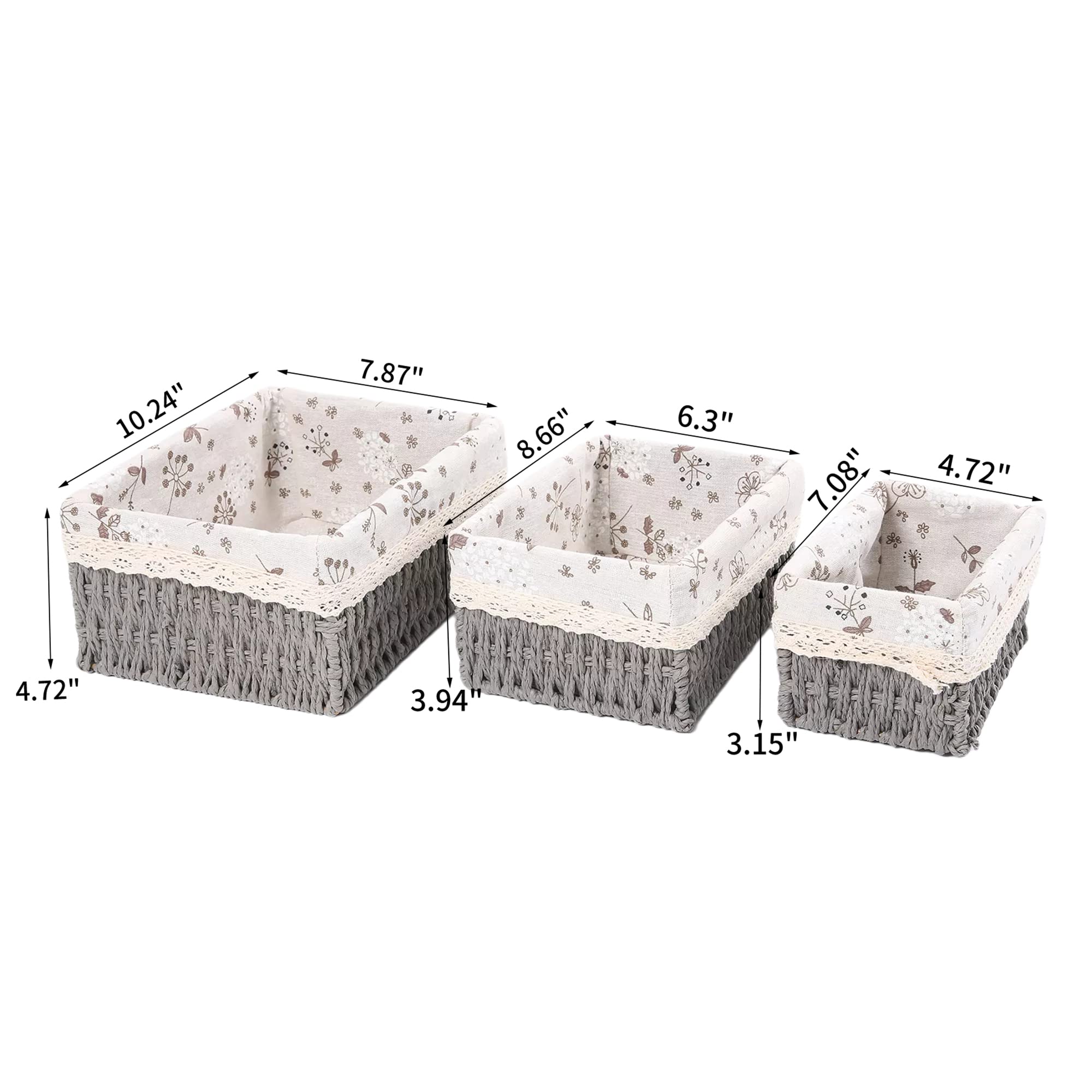 Yrmt Macrame Storage Baskets Set Of 3 Boho Decor Baskets For Organizing Decorative Paper Rope Woven Storage Basket With Liner Re