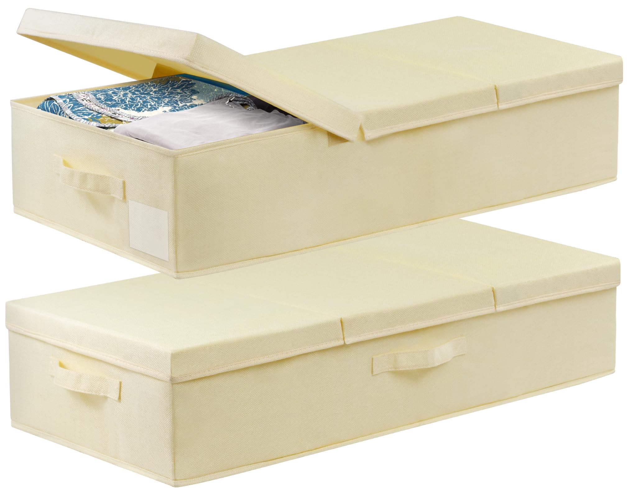 Large Underbed Storage Bags Organizer Container With Lids, Set of 2 Under Bed Storage Organizer Box With Handle, Fabric Under Th