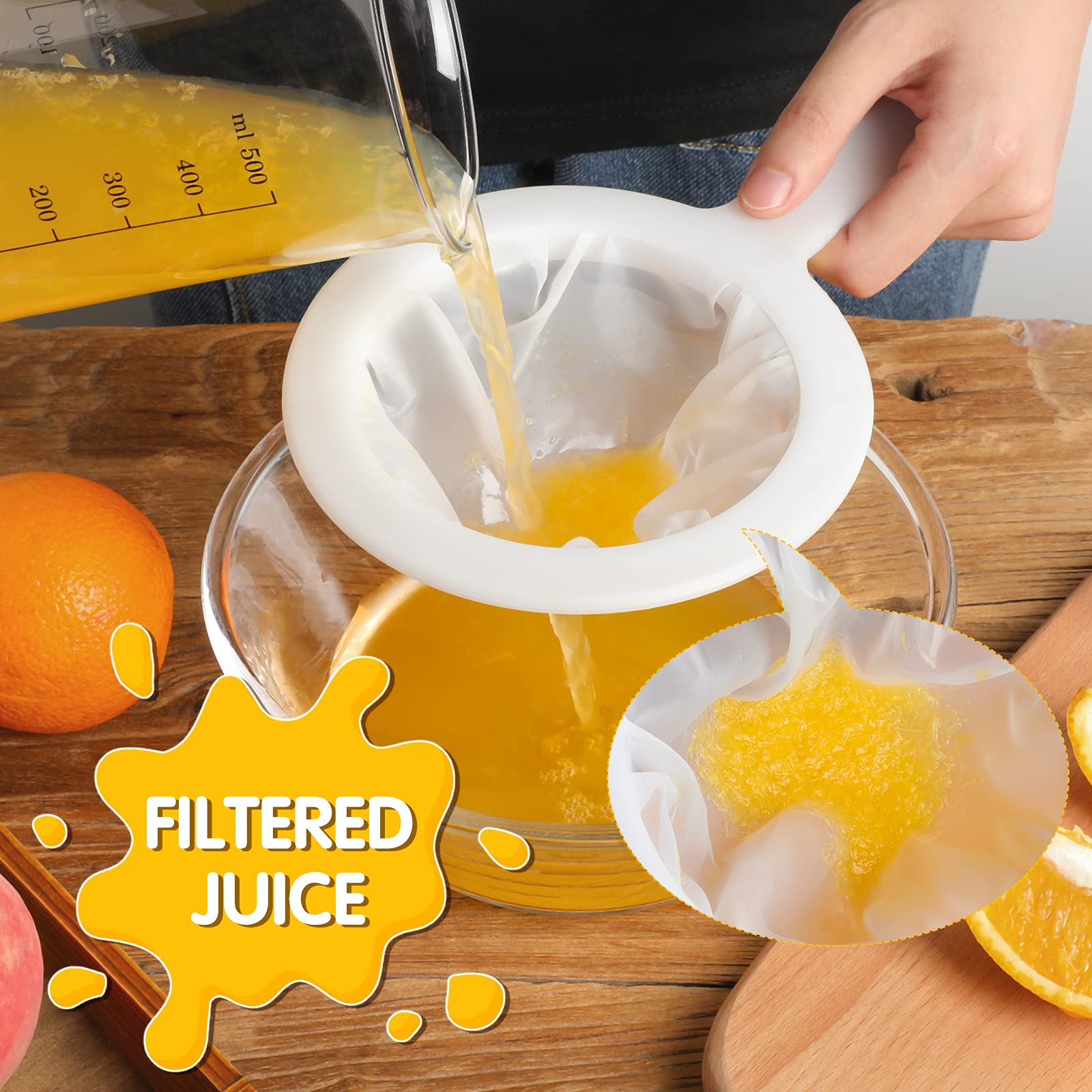 2 Pieces Ultra Fine Mesh Strainer Nylon Food Juice Strainer Yogurt Mesh Sieve Plastic Mesh Colander With Handle Mini Brine Shrim