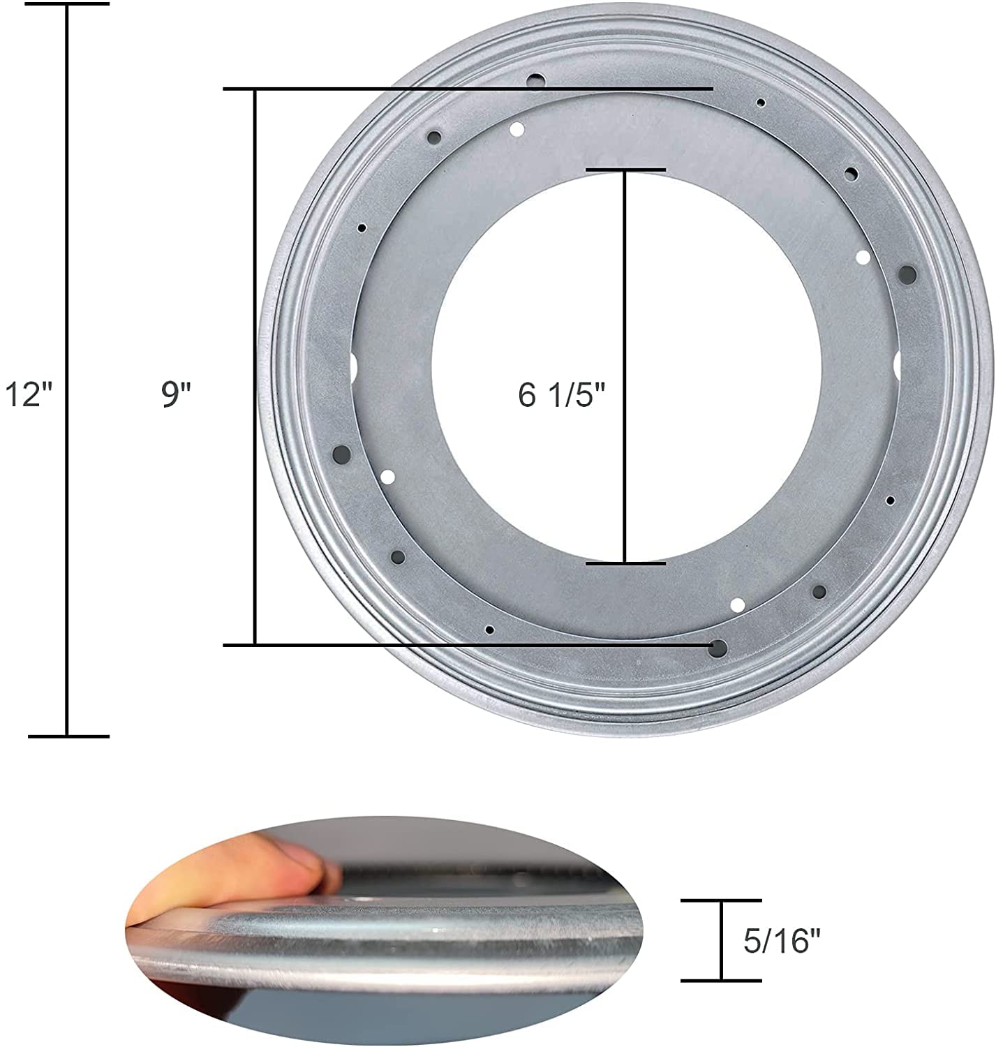 2Pack 12'' Lazy Susan Hardware 5/16 Thick Turntable Bearings 1000Lbs Load Capacity Lazy Susan Turntable Swivel Plate Base For Ro