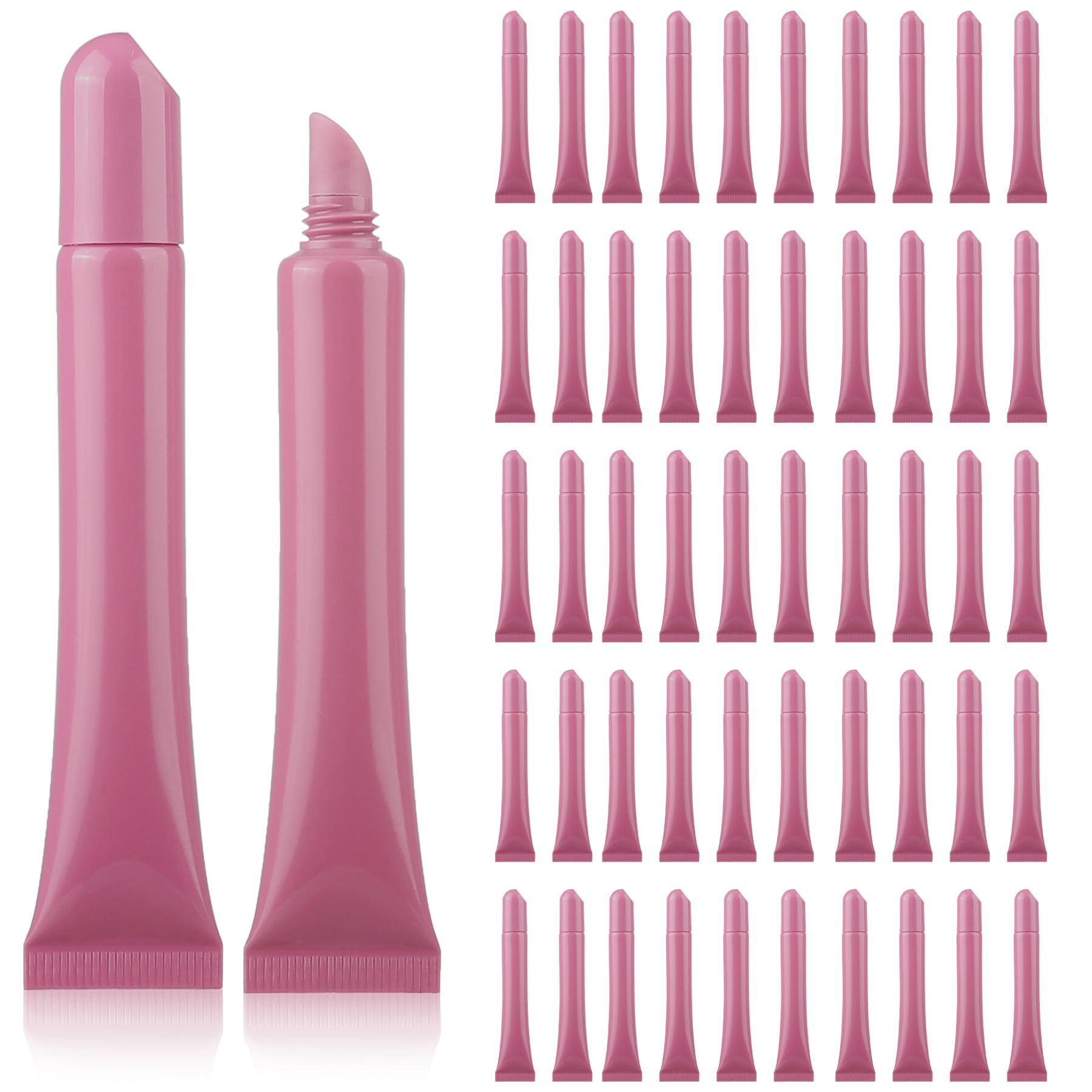 COSIDEA 50pcs Empty 10ml 0.33oz Solid color Pink Squeeze lip gloss tubes soft lipgloss bottles for refill lip oil paking wholesa
