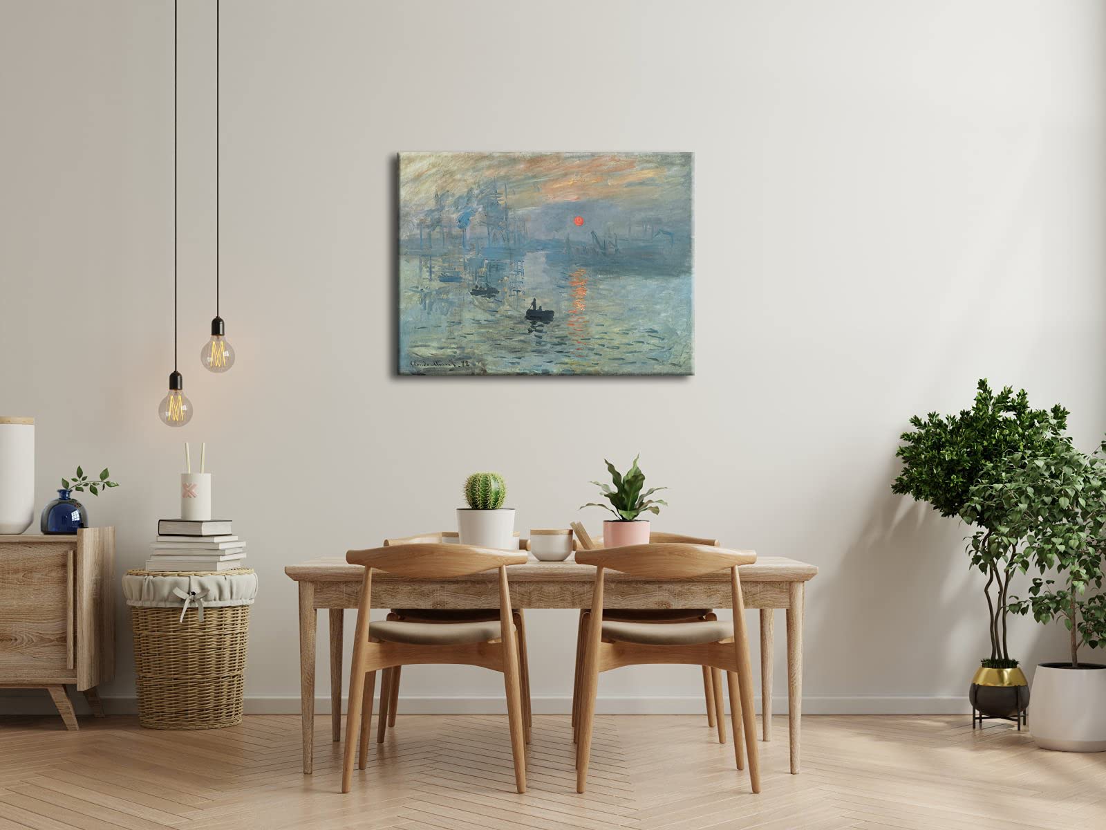Wieco Art Impression Sunrise Modern Stretched and Framed Giclee Canvas Prints of Claude Monet Famous Oil Paintings Reproduction Seascape Artwork Pictures on Canvas Wall Art for Home Decorations L