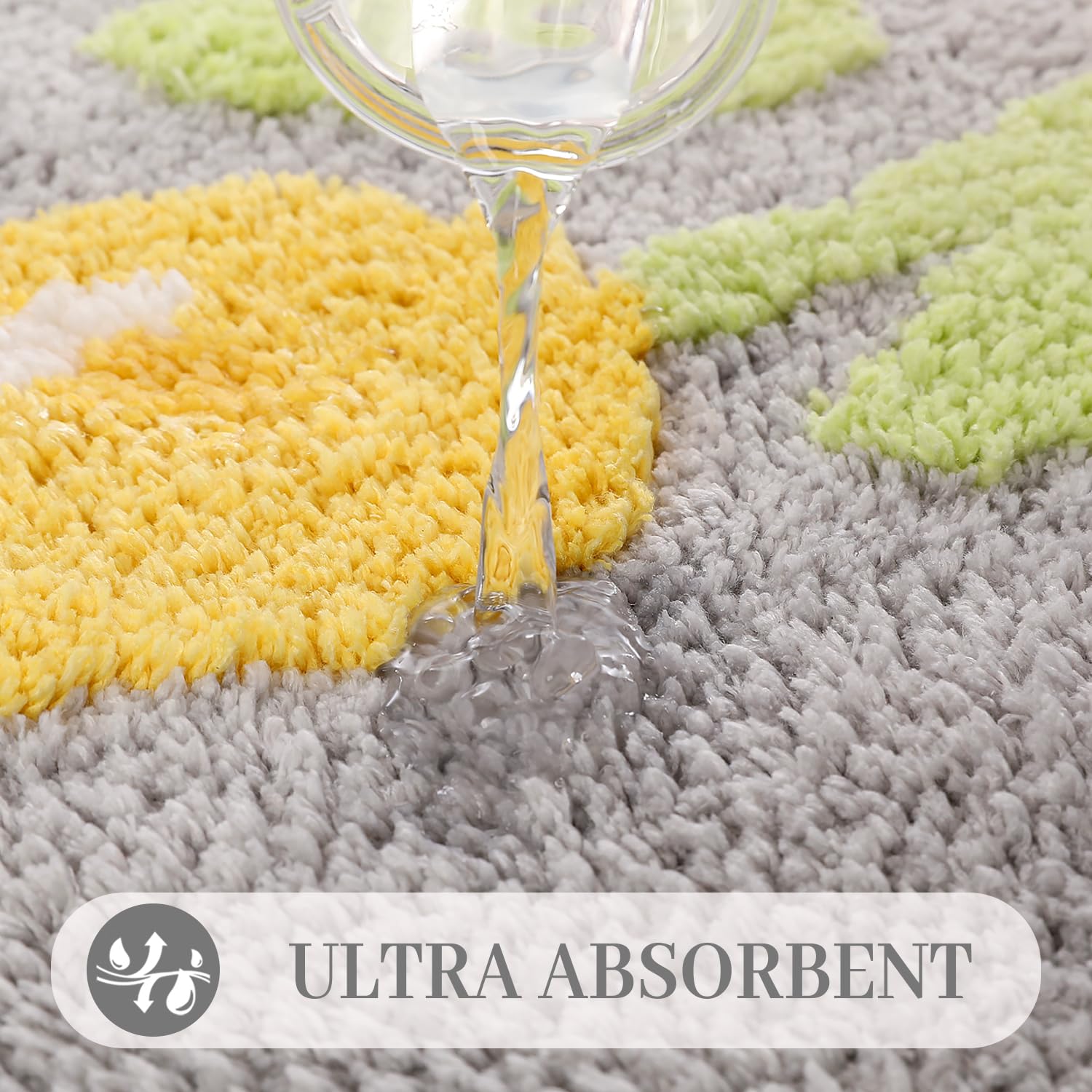 Tyrafry Toilet Bath Rug, U-Shaped Non-Slip Toilet Rug, Flower Rug For Bathroom Floor Soft Plush Microfiber Mat Super Absorbent W