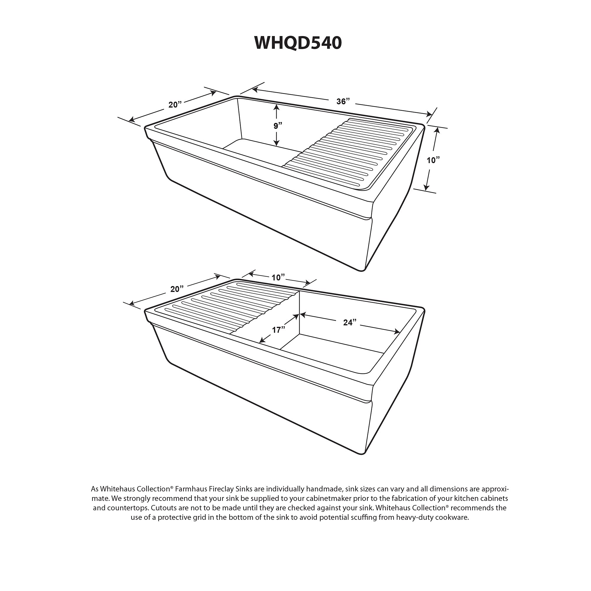 Whitehaus Collection Whqd540-M-Lightcement Quatro Alcove Kitchen, Fireclay, Front Apron Sink, Matte, Light Cement