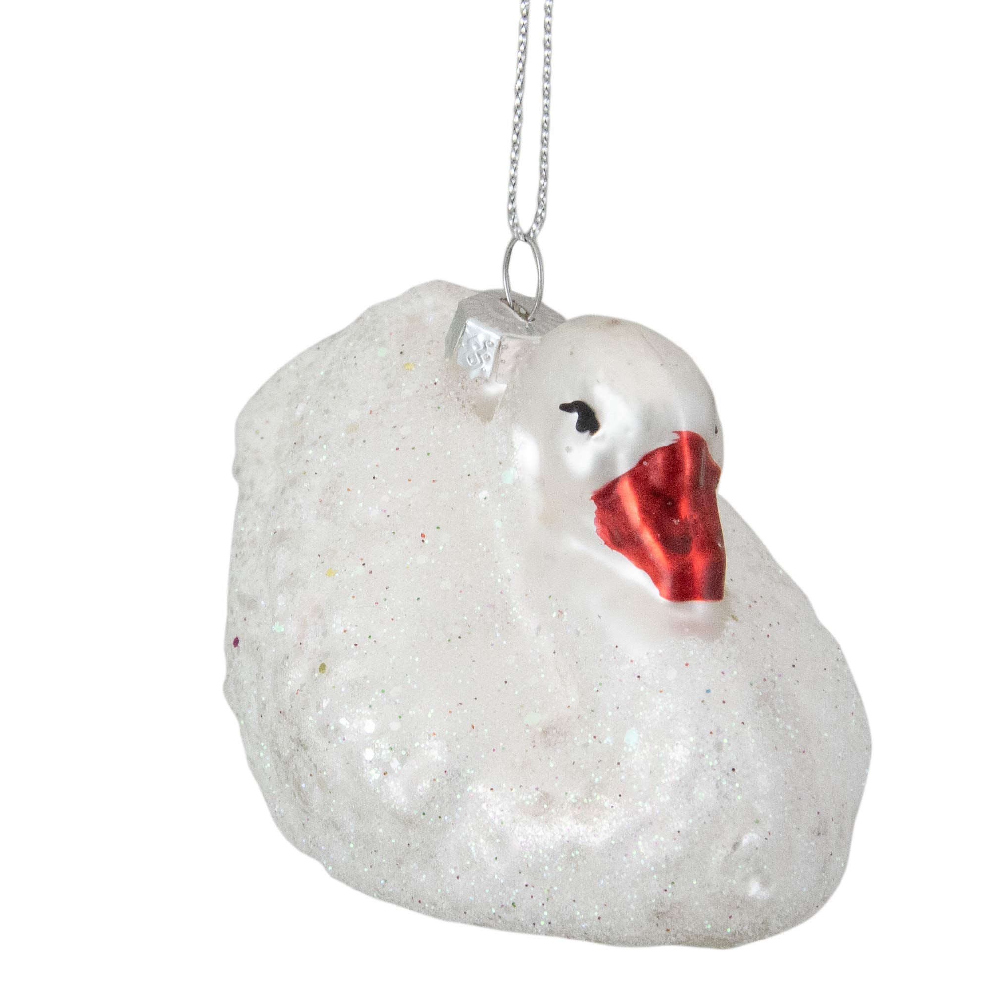 3.75 White Iridescent Glass Swan Christmas Ornament