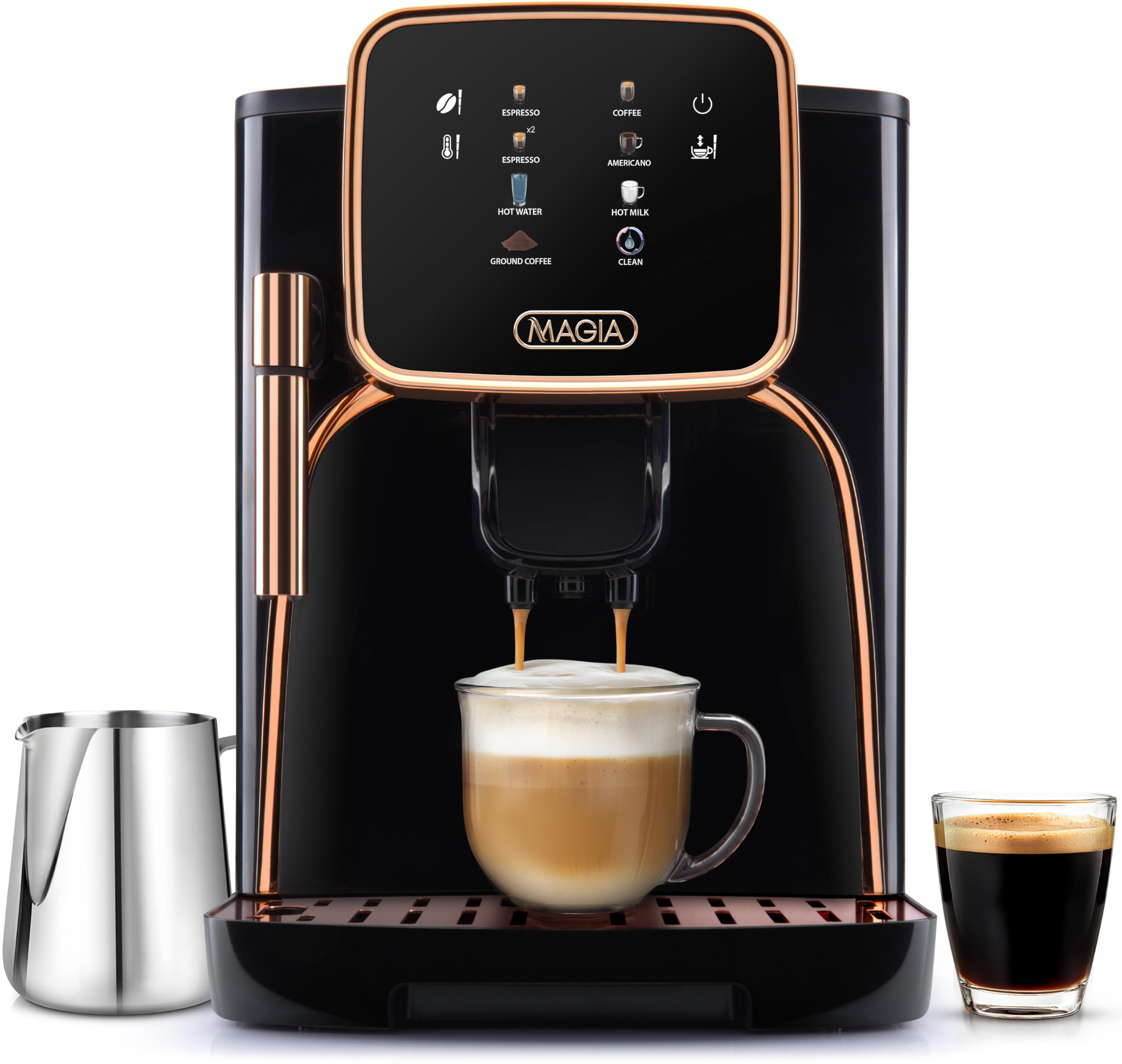 Zulay Kitchen Magia Clasica - Fully Automatic Espresso Machine With Grinder - Touch Screen Coffee Maker With One-Touch Operation