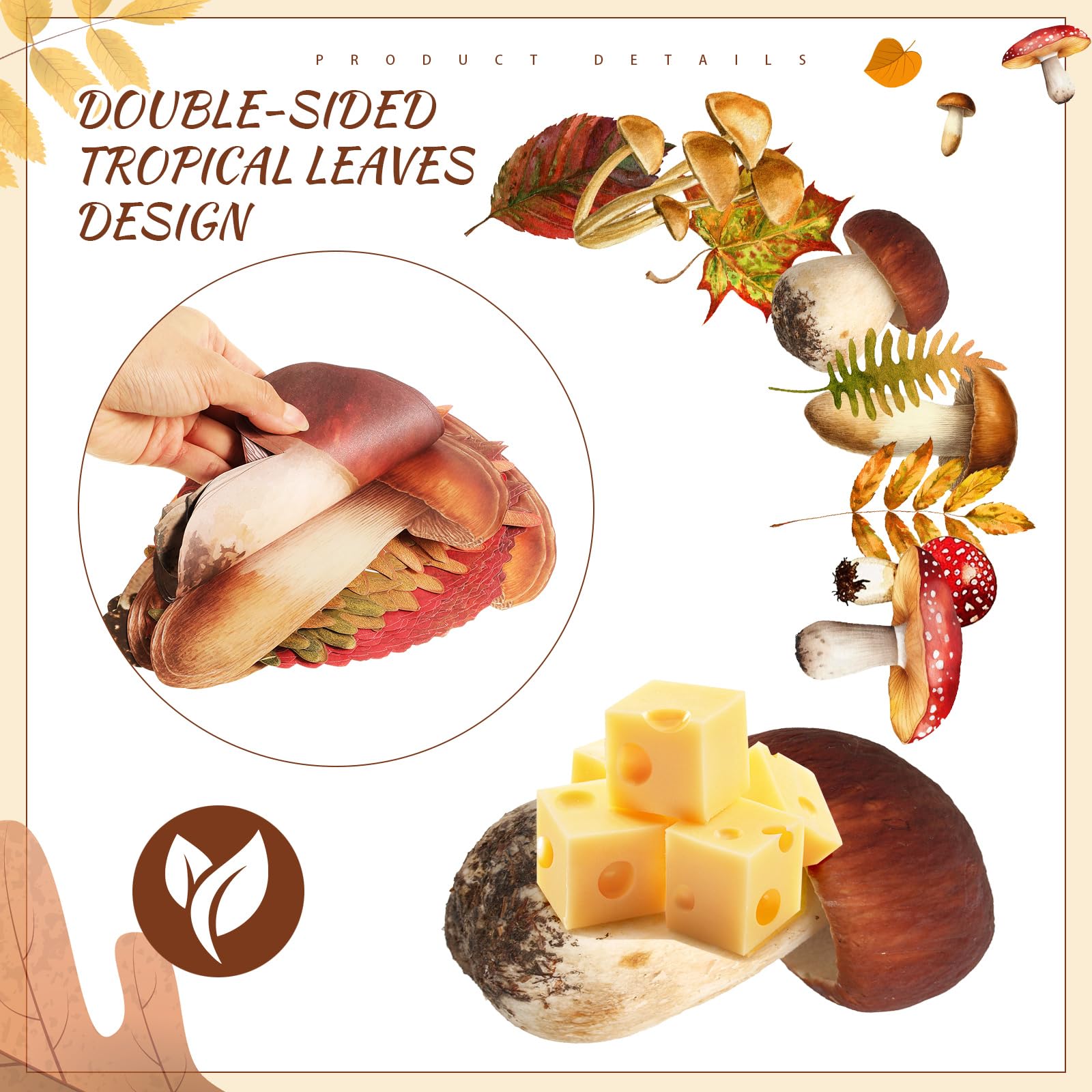 Gersoniel 180 Pcs Autumn Parchment Paper Leaves 8.7 x 4.3 in Thanksgiving Fall Maple Leaf Cheese Board Mushroom Charcuterie Boar