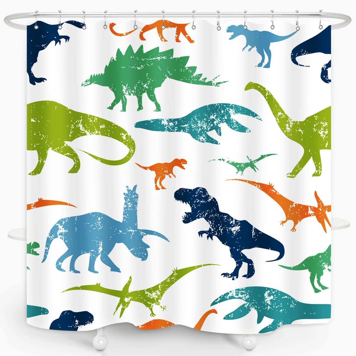 Zxmbf Dinosaur Shower Curtain Colorful Kid Cartoon Jurassic Children Dino Elasmosaurs Themed Bath Curtain Waterproof Fabric Bath