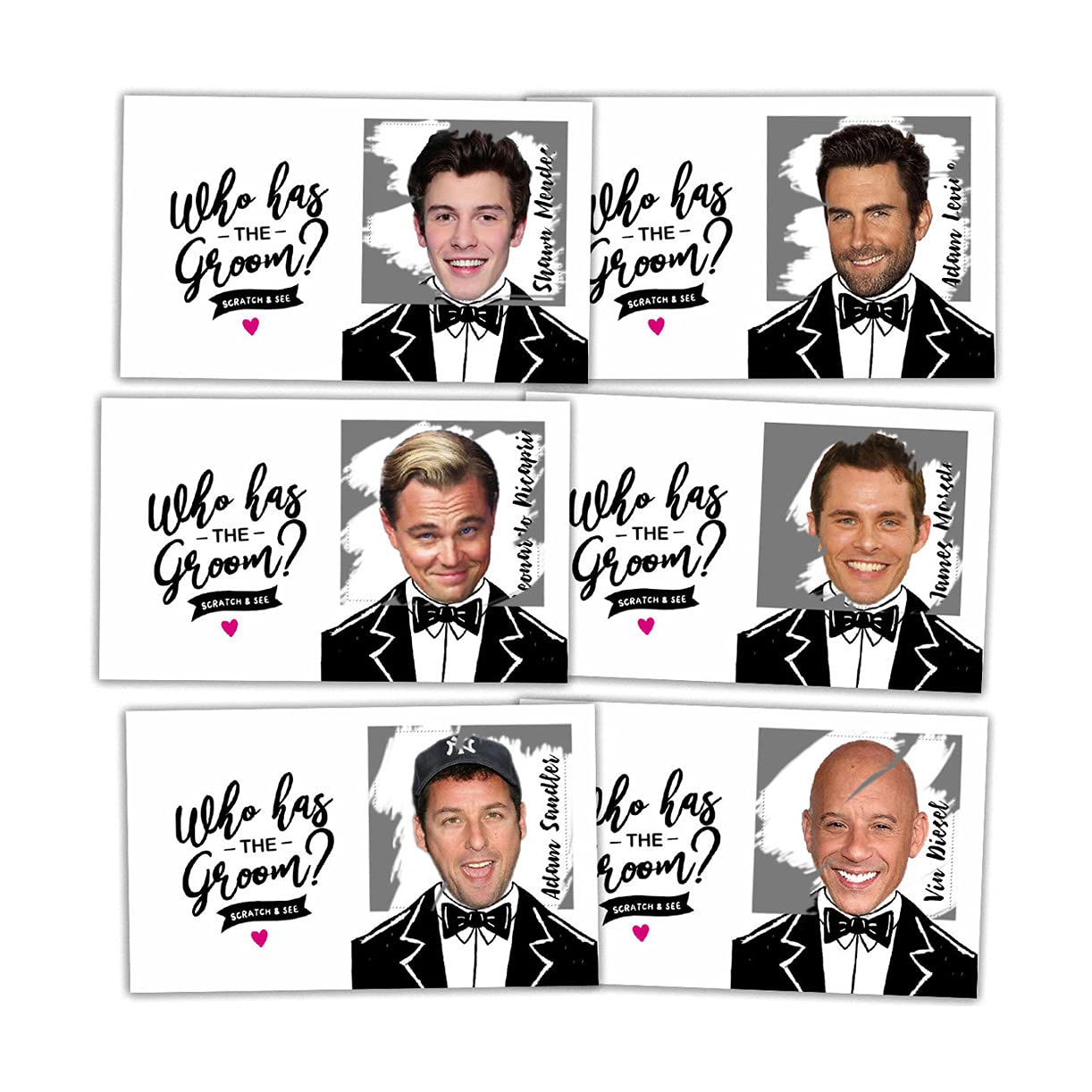 Bridal Shower Games - Who Has The Groom Scratch Off Celebrity Cards, Bachelorette Party Games Supplies - 36 Cards(Xl01-Baica) Wh