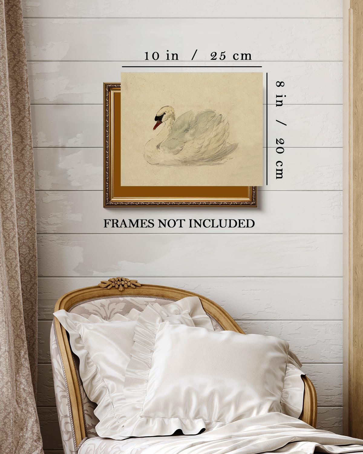 Kizbok Vintage Wall Art Decor Classical Swan Canvas Prints Farmhouse Wall Decor Rustic Watercolor Swan Vintage Art Pictures For